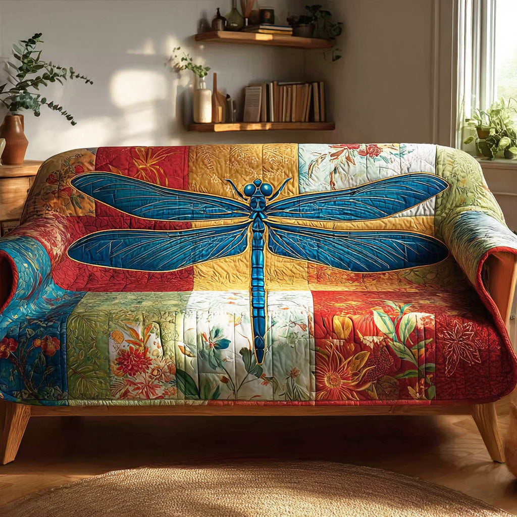 Meadow Wing Dance Quilted Sofa Cover Home Decorattions Dragonfly Gifts For Women