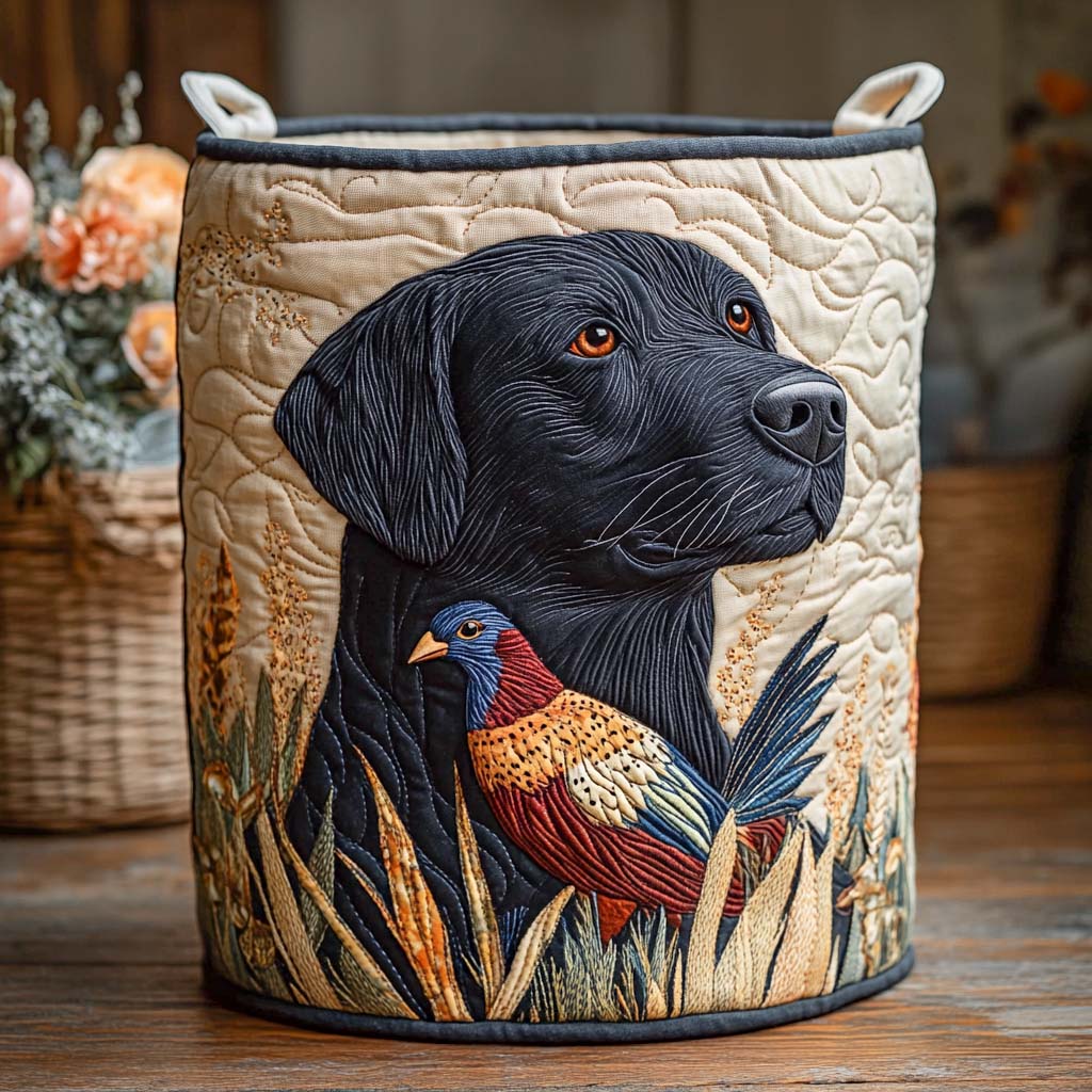 Meadow Wing Quilted Laundry Basket Folding Laundry Hamper Gifts For Labrador Owners