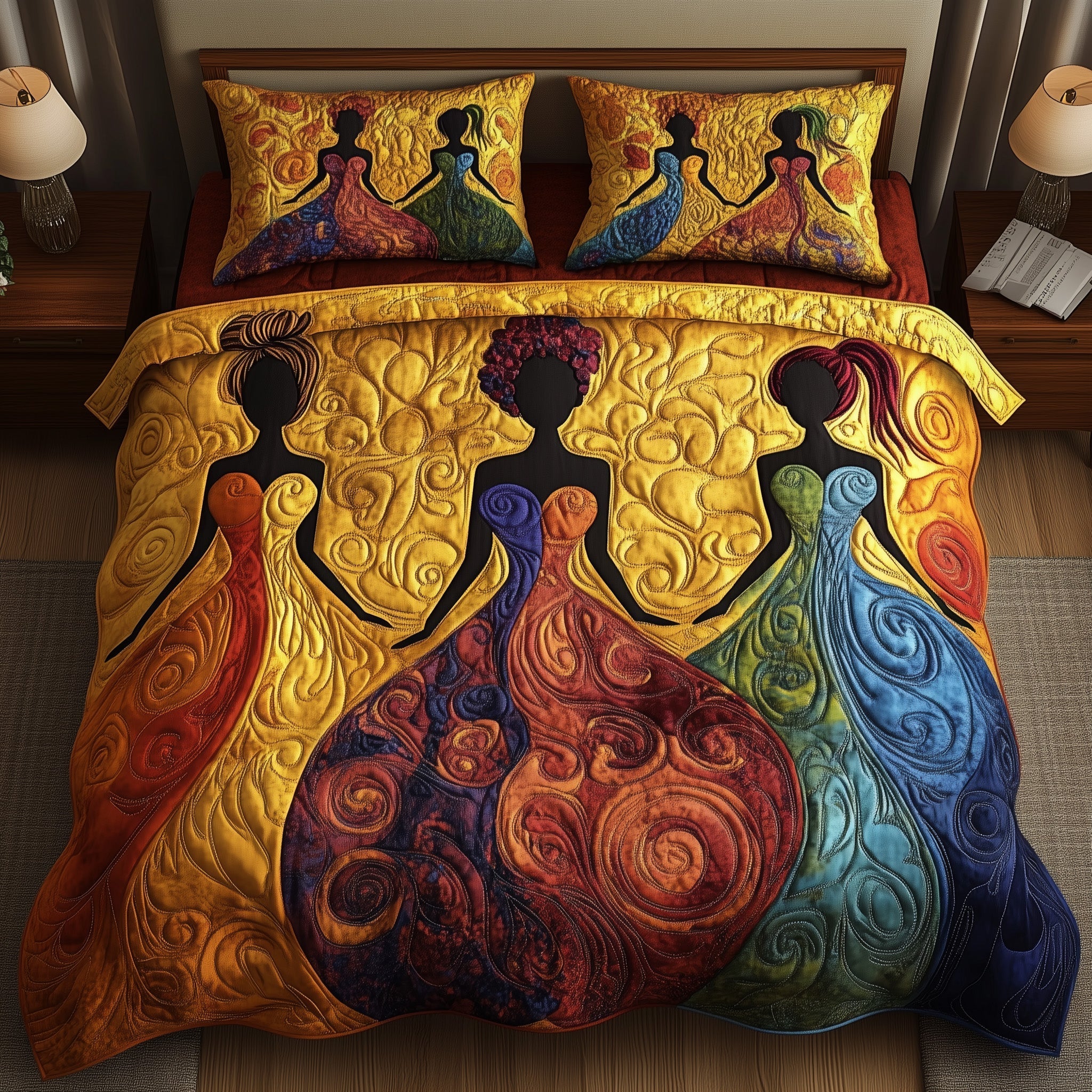 Melanin Heritage Quilted Bedding Set King Comforter Sets Best Mother's Day Gifts For Wife