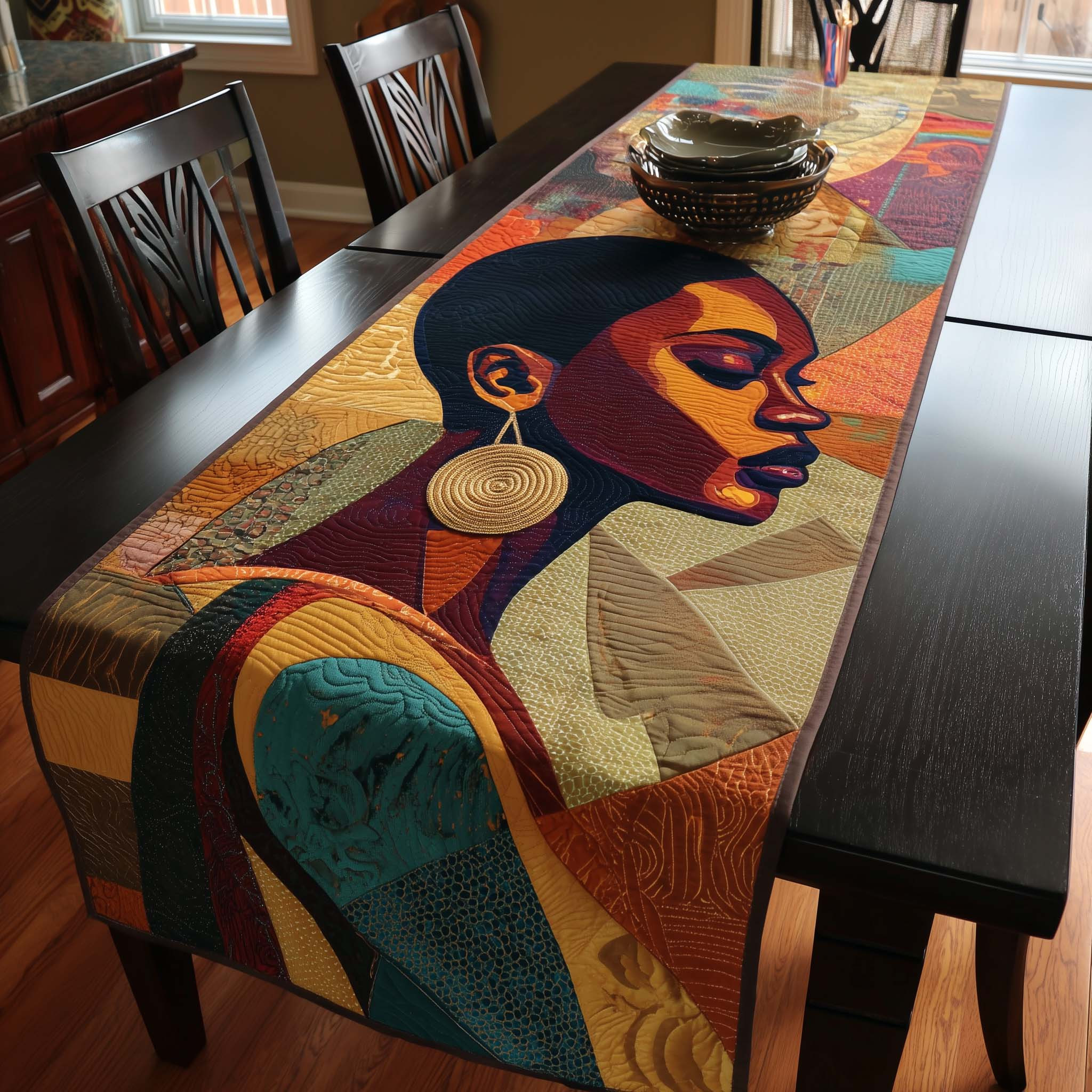Melanin Queen Quilted Table Runner Kitchen Decor Melanin Black Women Gifts For Her