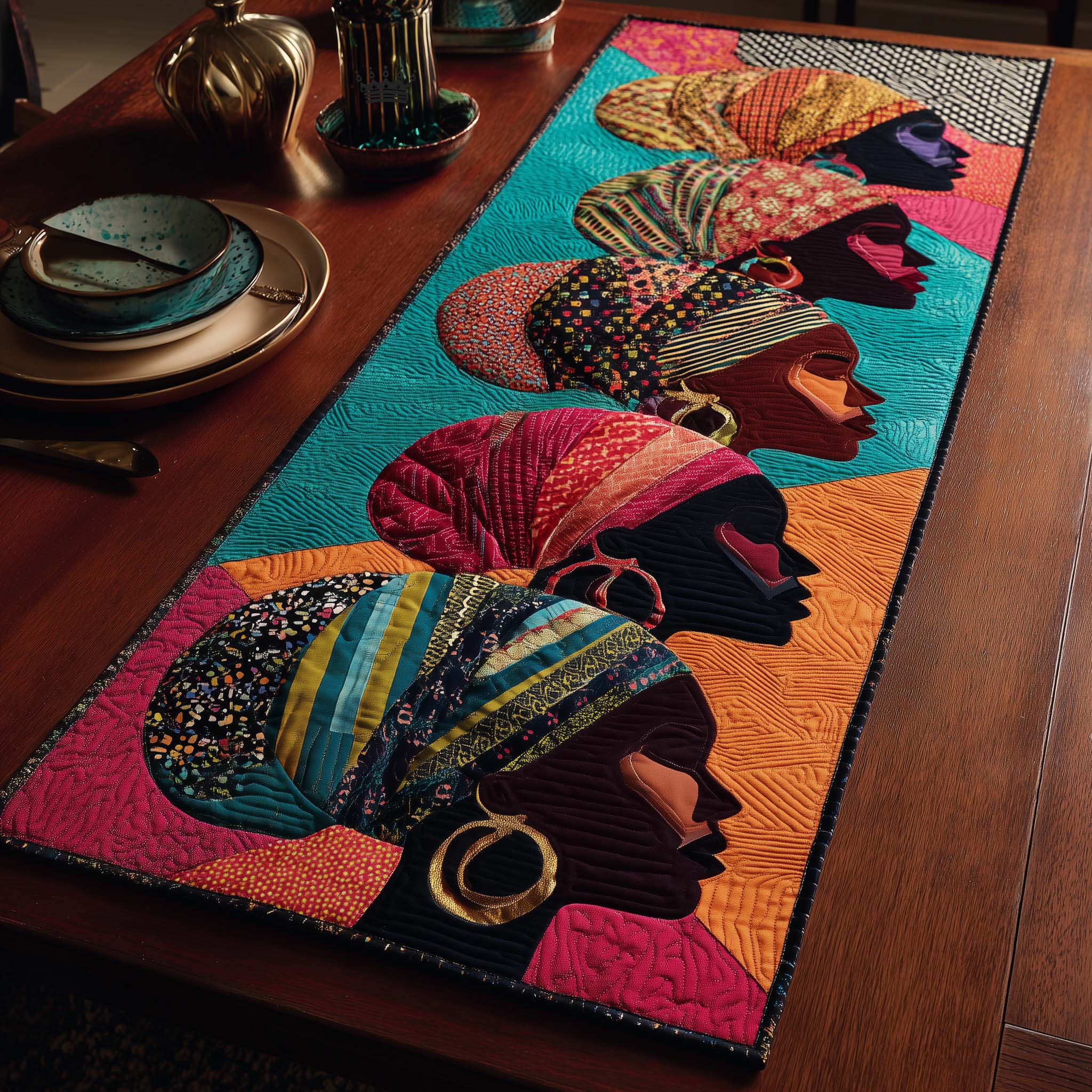 Melanin Queens Quilted Table Runner Bohemian Style Table Runner Best African American Gifts