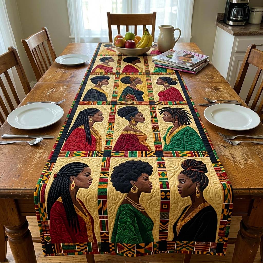 Melanin Queens Quilted Table Runner Dining Table Centerpiece Black History Month Gifts