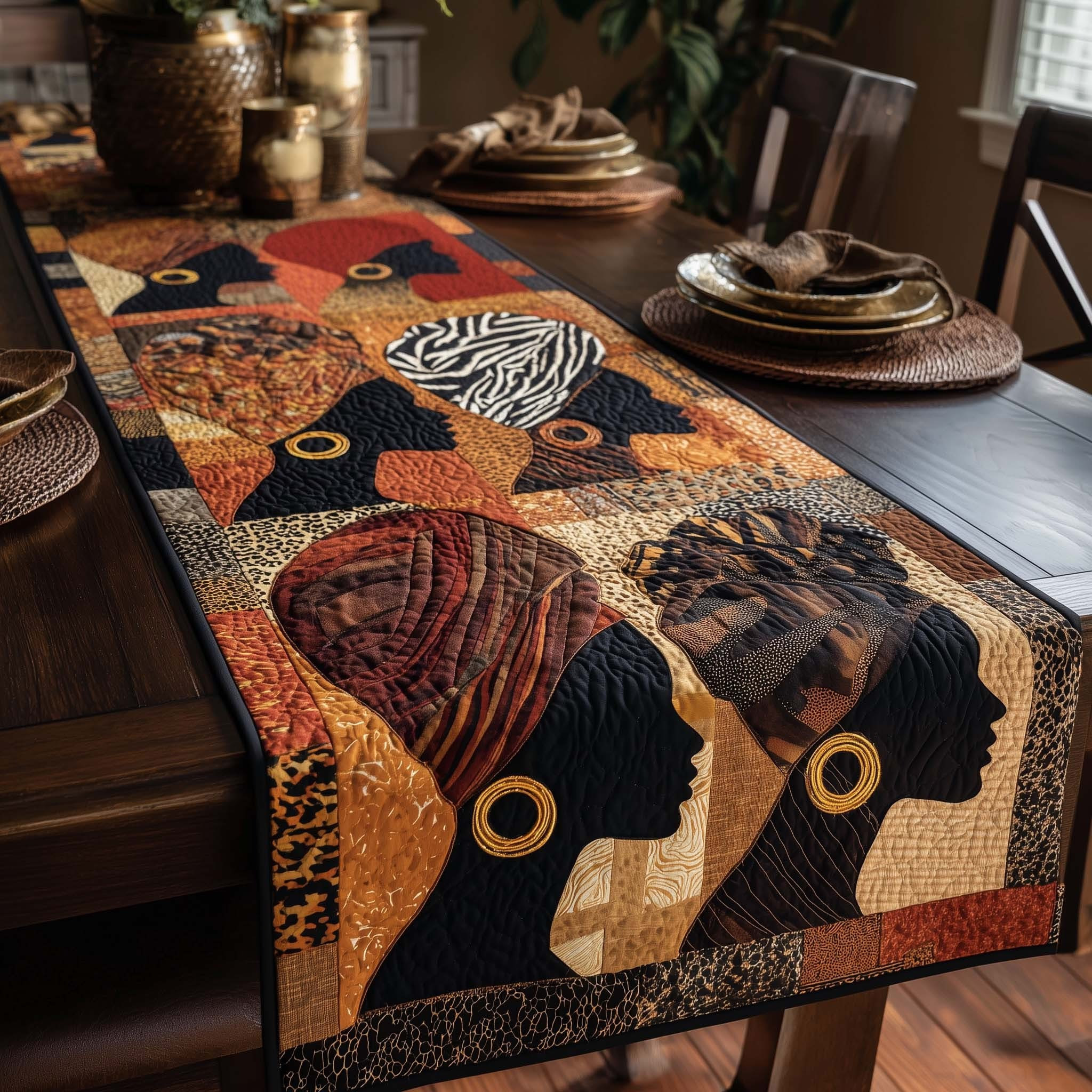 Melanin Queens Quilted Table Runner Dining Table Decor African American Gifts For Women