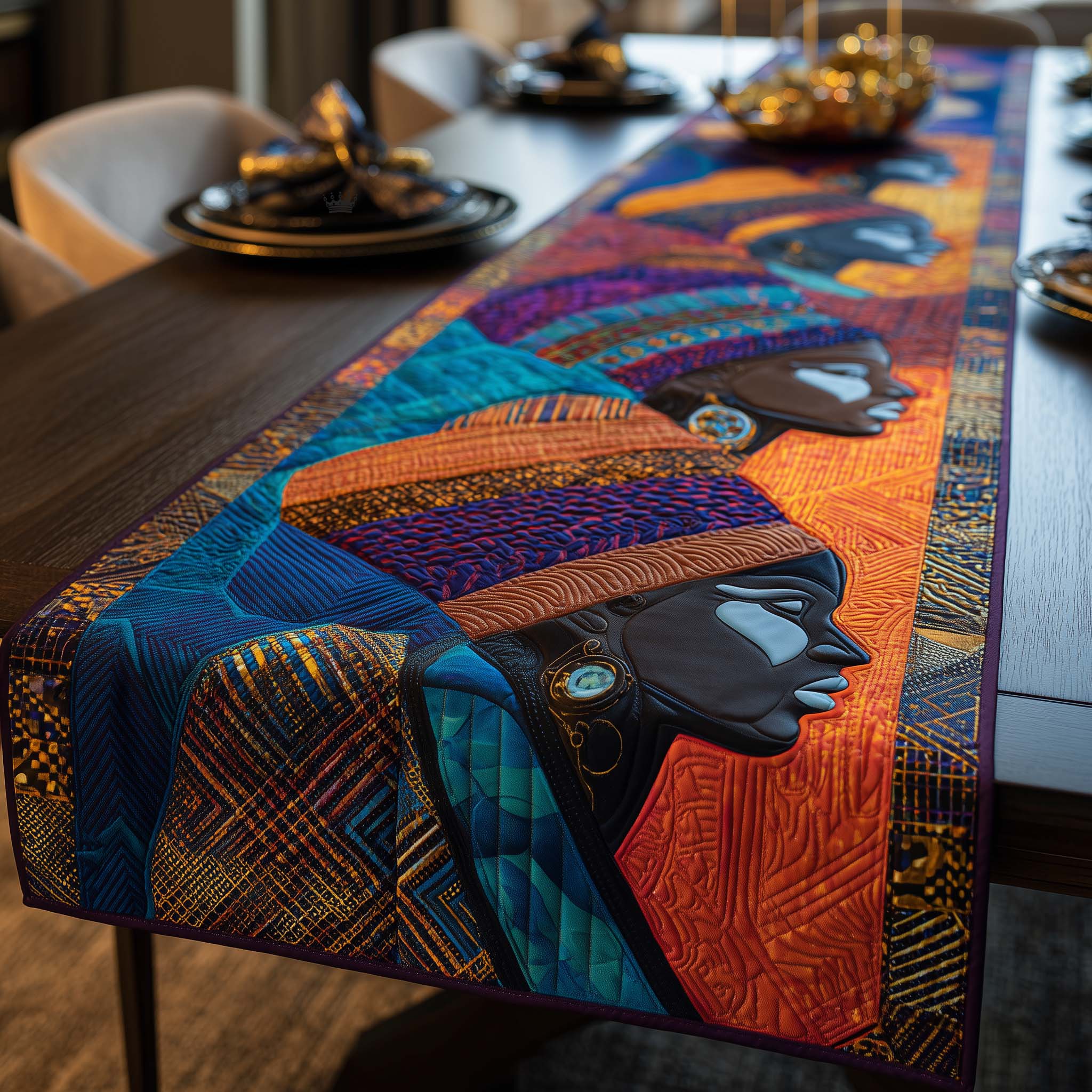 Melanin Queens Quilted Table Runner Dining Table Decor Melanin Black History Gifts For Ladies