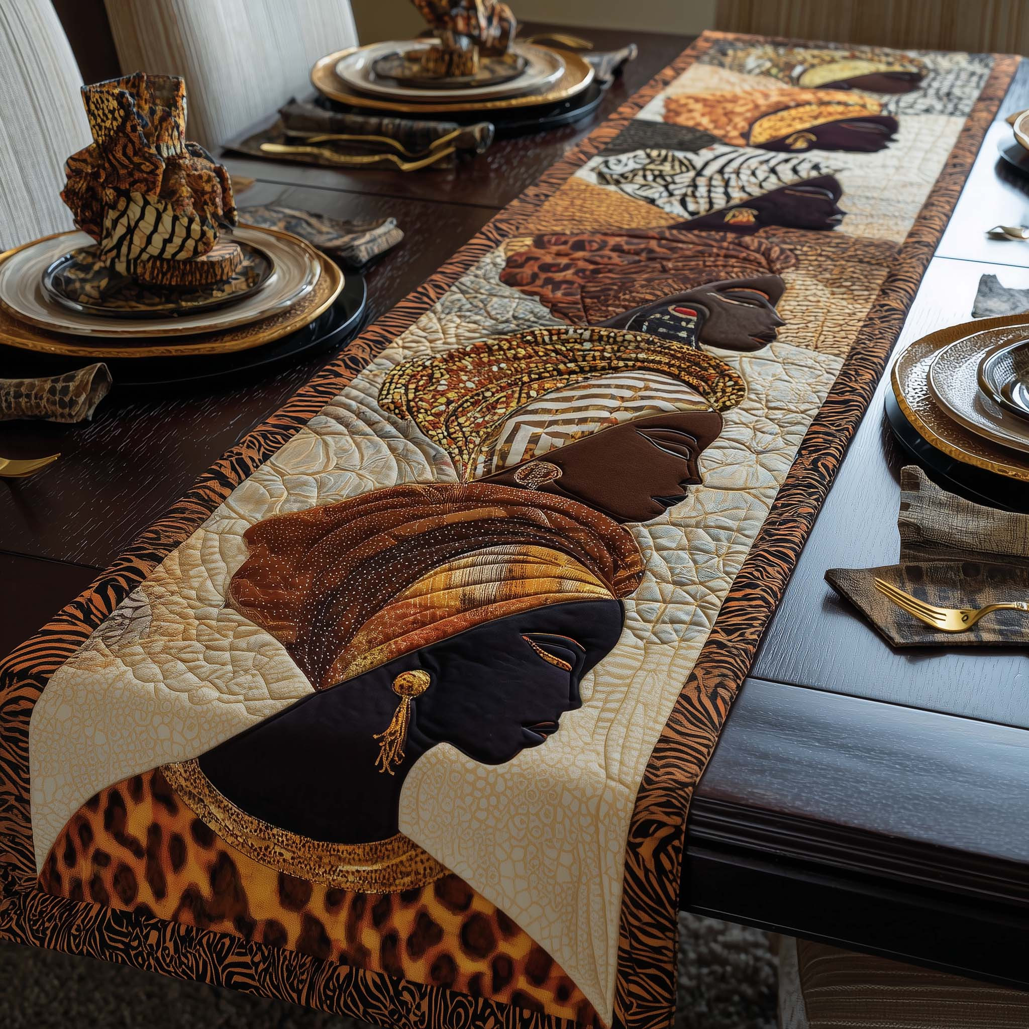 Melanin Queens Quilted Table Runner Dinner Table Decor Ideas Black Women Melanin Gifts