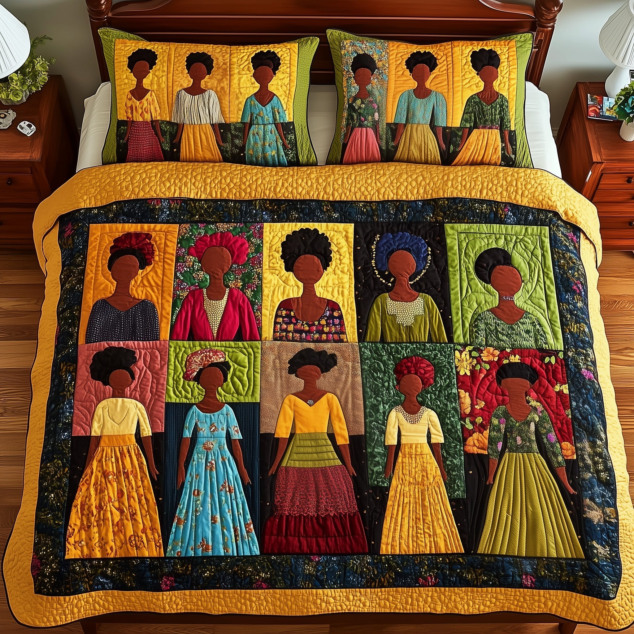 Melanin Quilted Bedding Set Best Sheet Sets African American Heritage Month Gifts