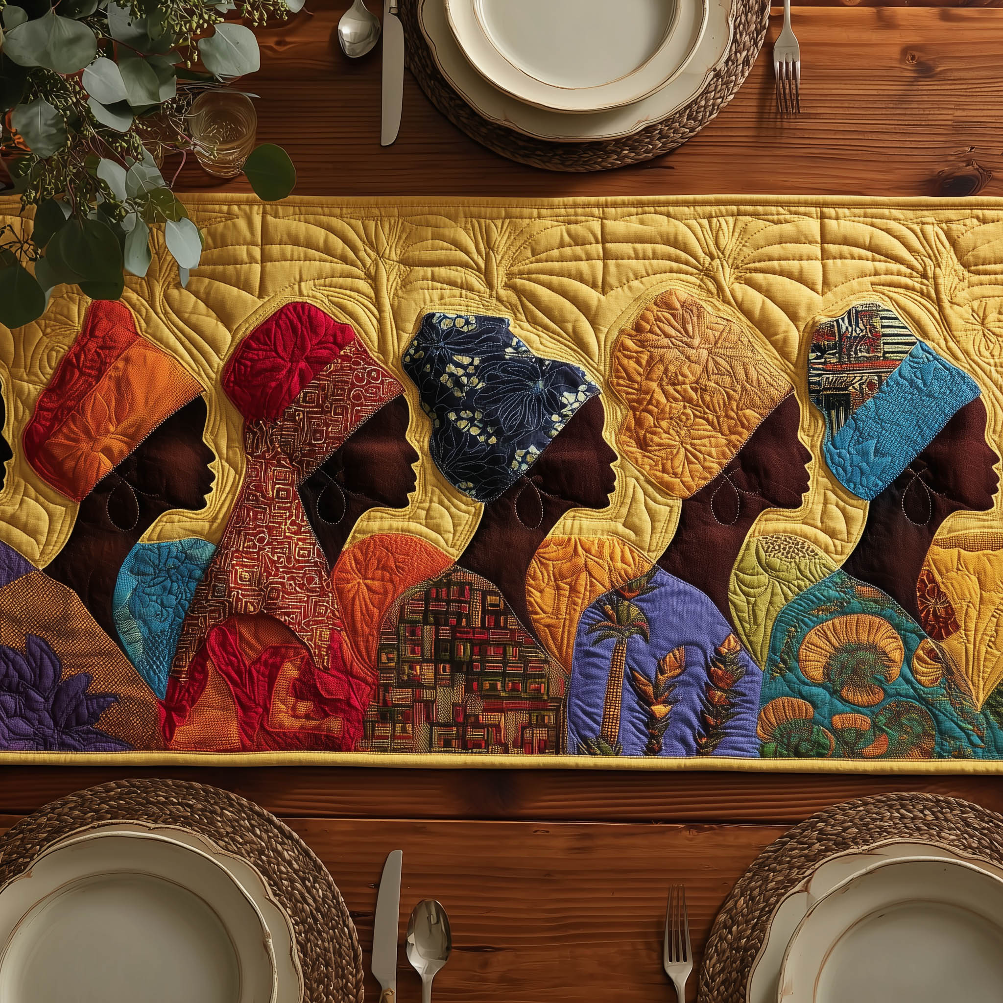 Melanin Quilted Table Runner Dining Room Table Centerpieces Melanin Themed Gifts