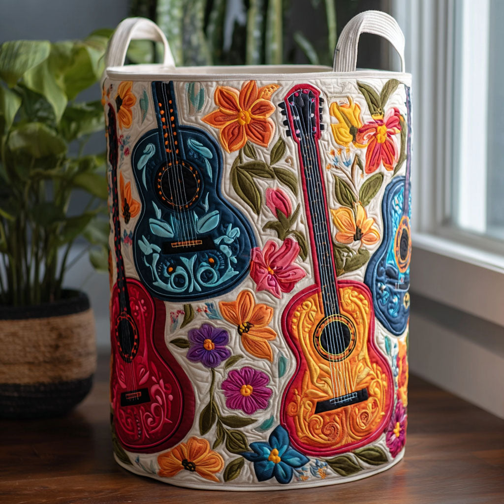 Melodia de Vida Quilted Laundry Basket Foldable Laundry Hamper Dia De Los Muertos Gifts For Her
