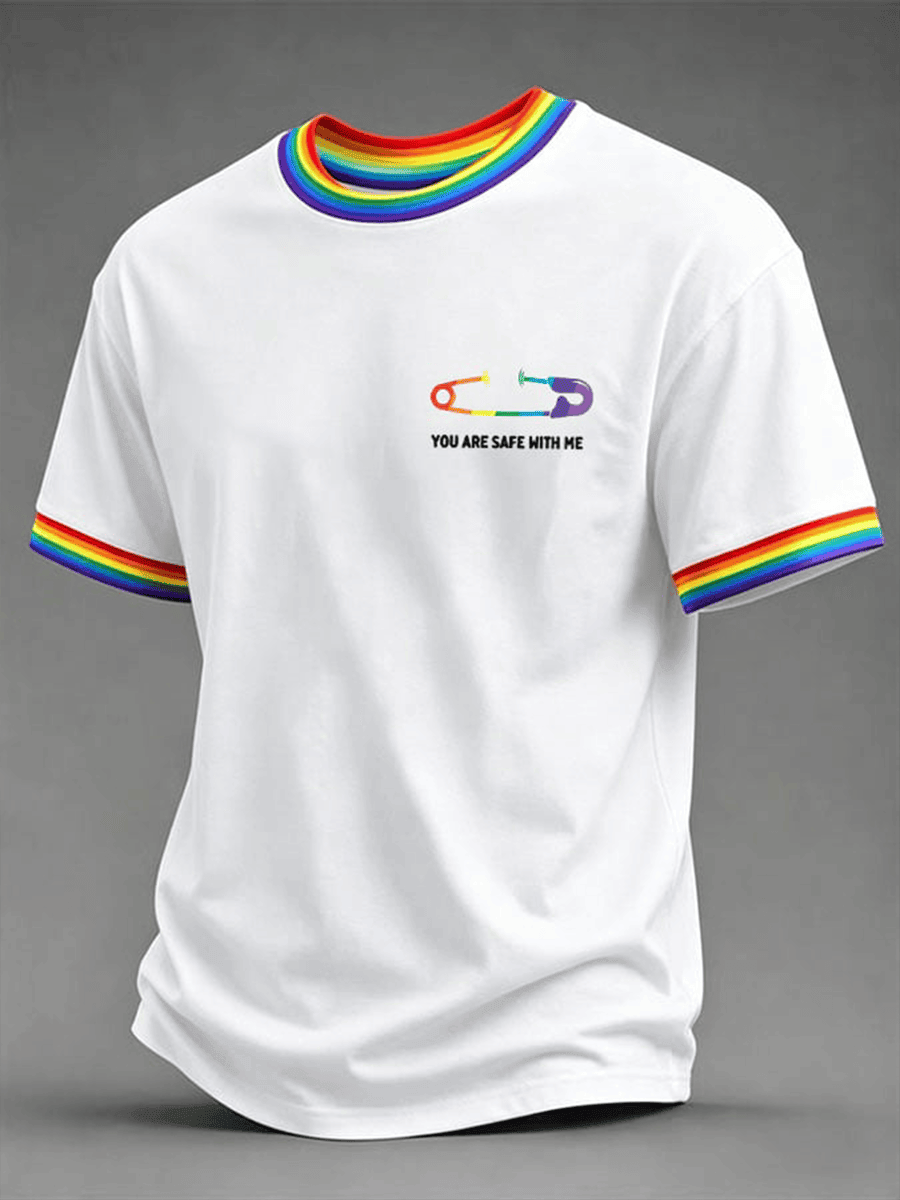 Mens You Are Safe With Me T-Shirt Pride Month Apparel Equality Gifts - Image 2
