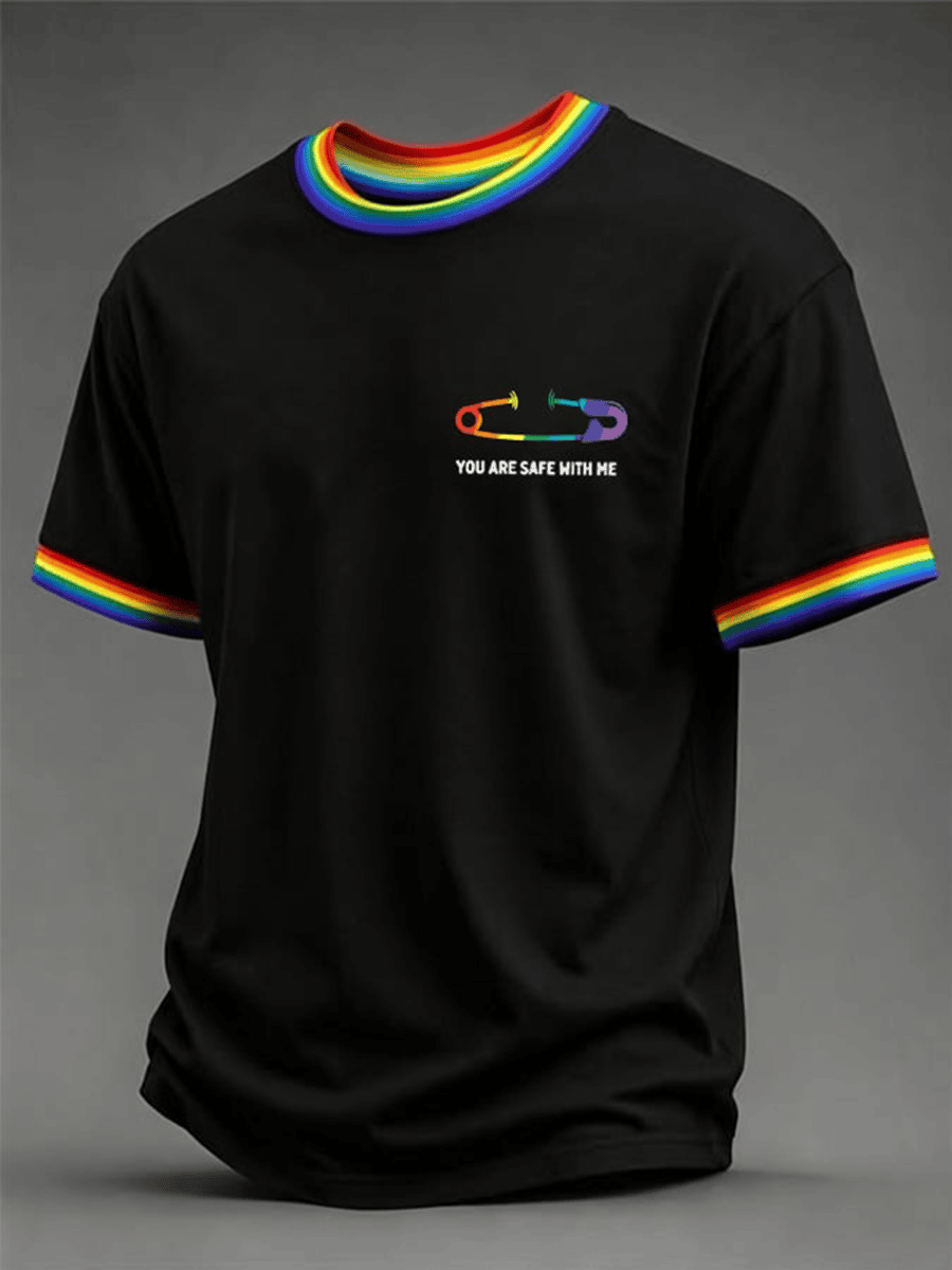 Mens You Are Safe With Me T-Shirt Pride Month Apparel Equality Gifts