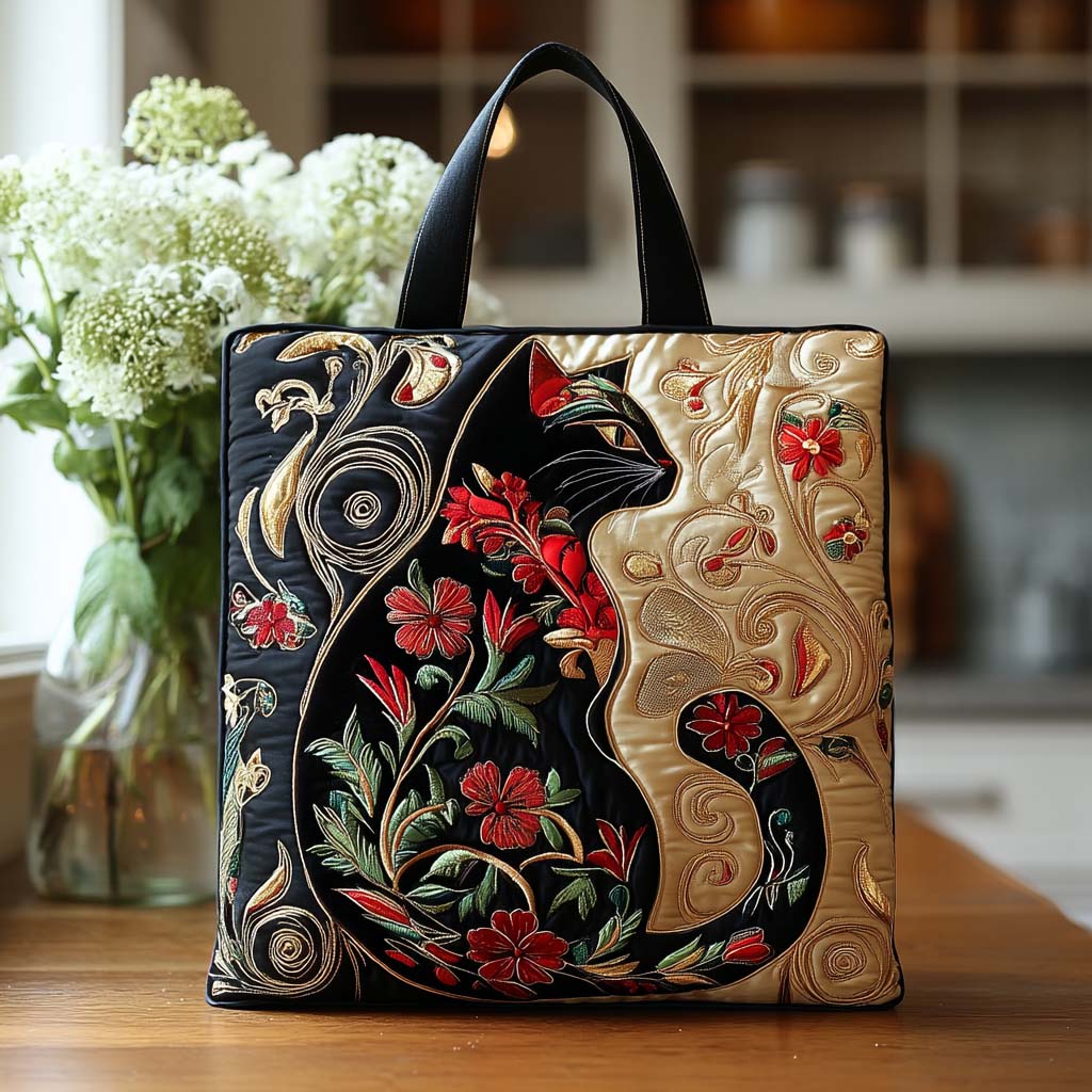 Meow Magic Quilted Tote Bag Popular Designer Totes Womens Cat Gifts