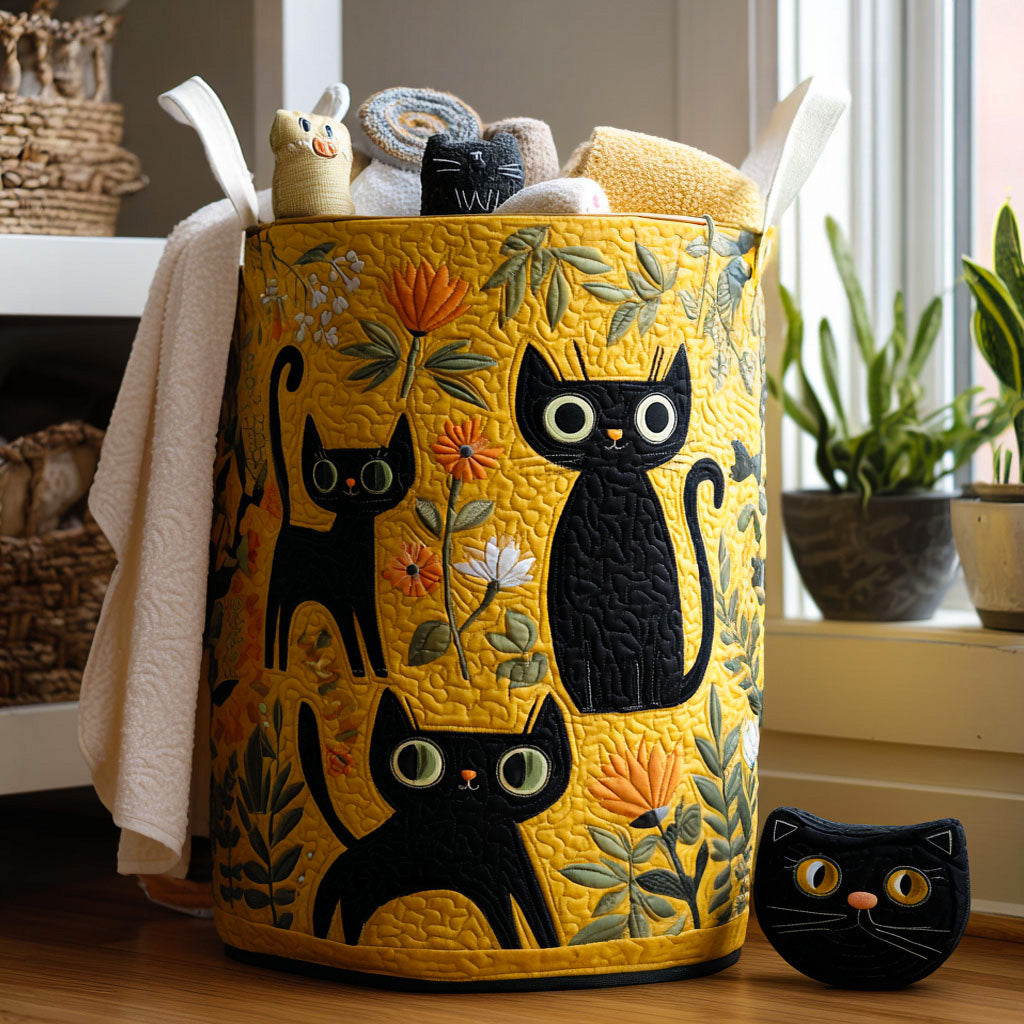 Meow Mingle Quilted Laundry Basket Folding Laundry Hamper New House Gifts