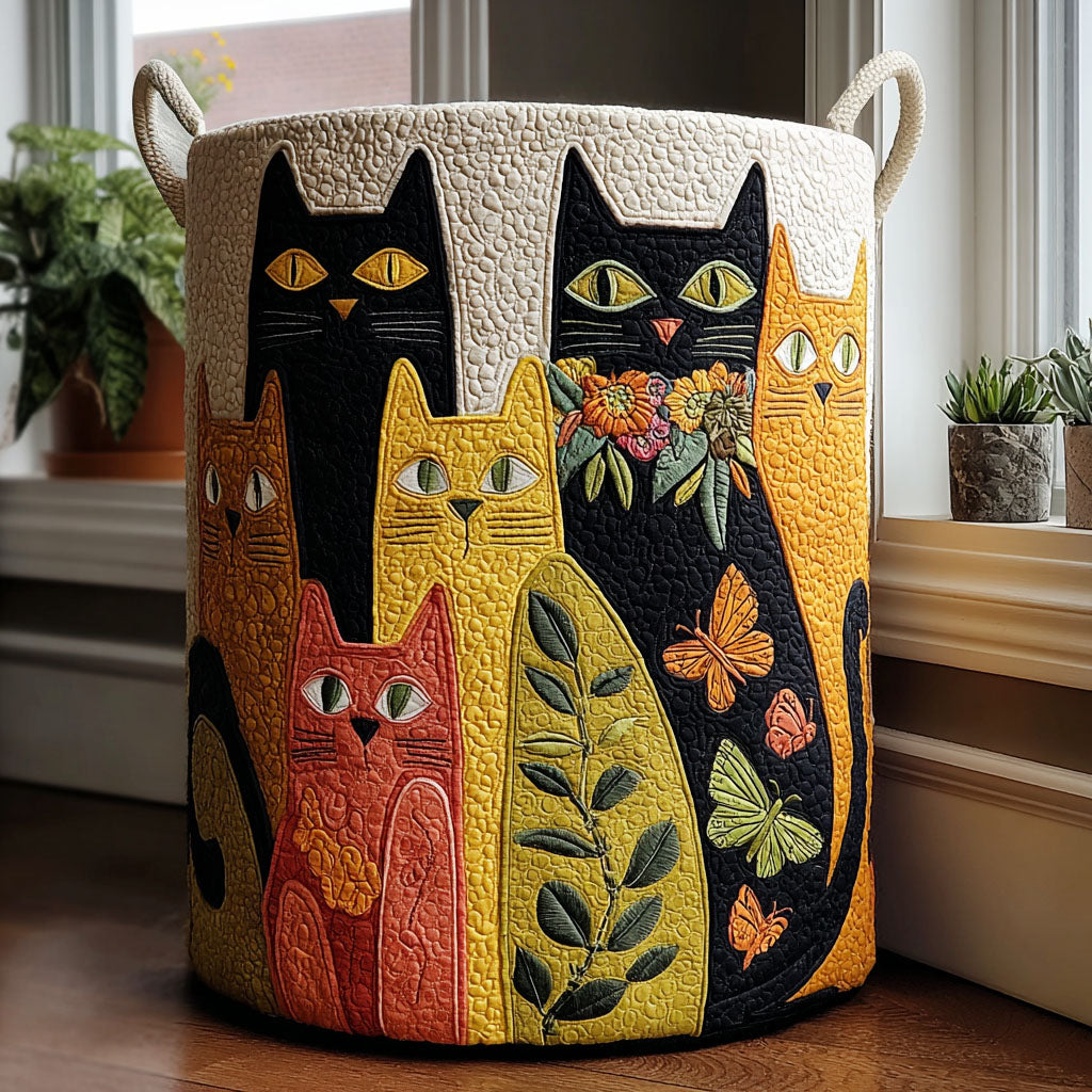 Meow Mosaic Quilted Laundry Basket Best Laundry Hamper Suggestions For Housewarming Gifts