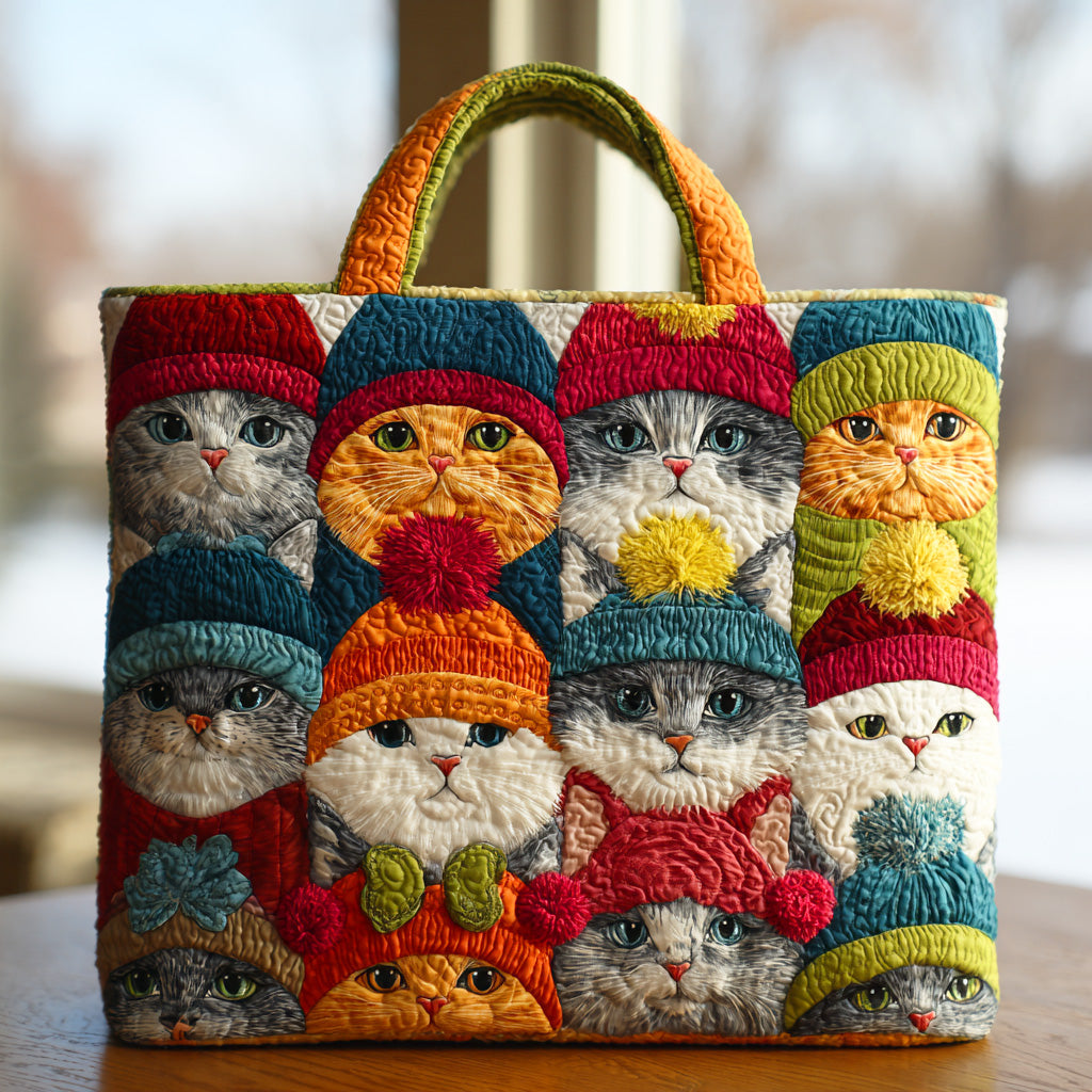 Meow Parade Quilted Tote Bag Best Shoulder Handbags Best Mothers Day Gift For Wife