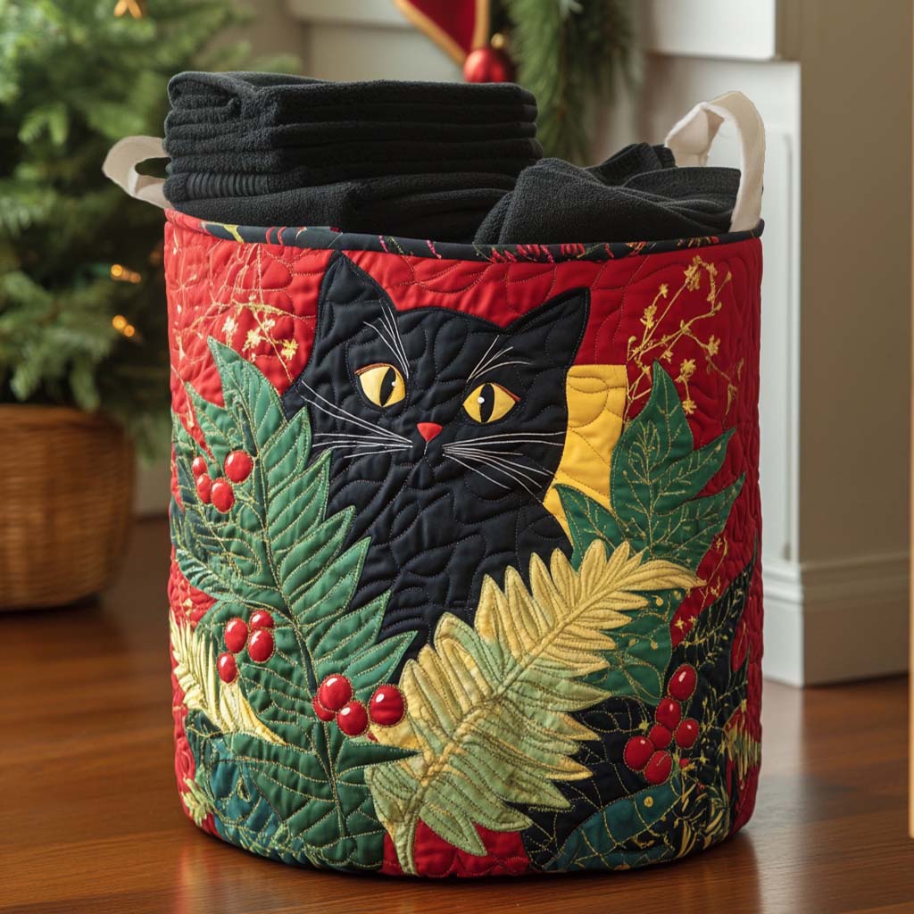 Meowy Christmas Quilted Laundry Basket Best Foldable Laundry Basket Grandmother Xmas Gifts