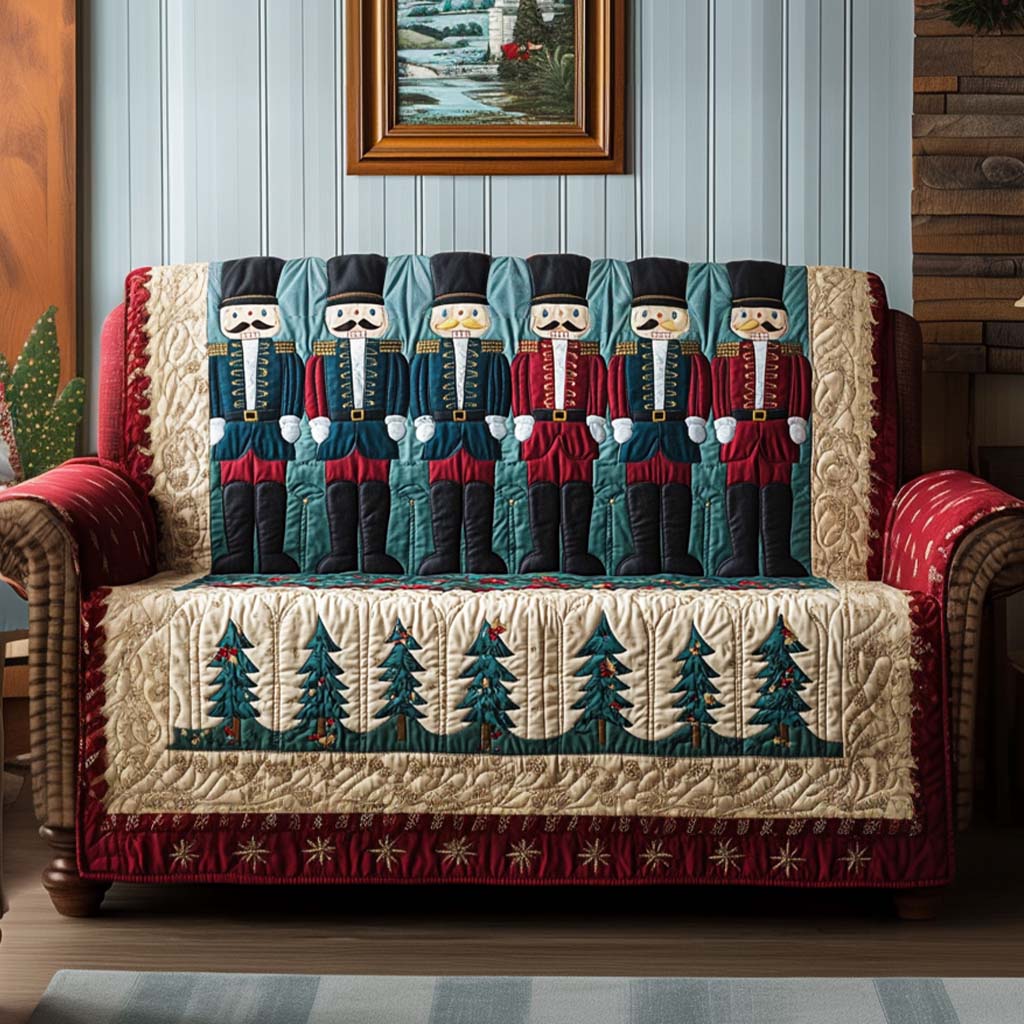 Merry and Bright Quilted Sofa Cover Sofa Couch Cover Cool Family Gifts For Christmas