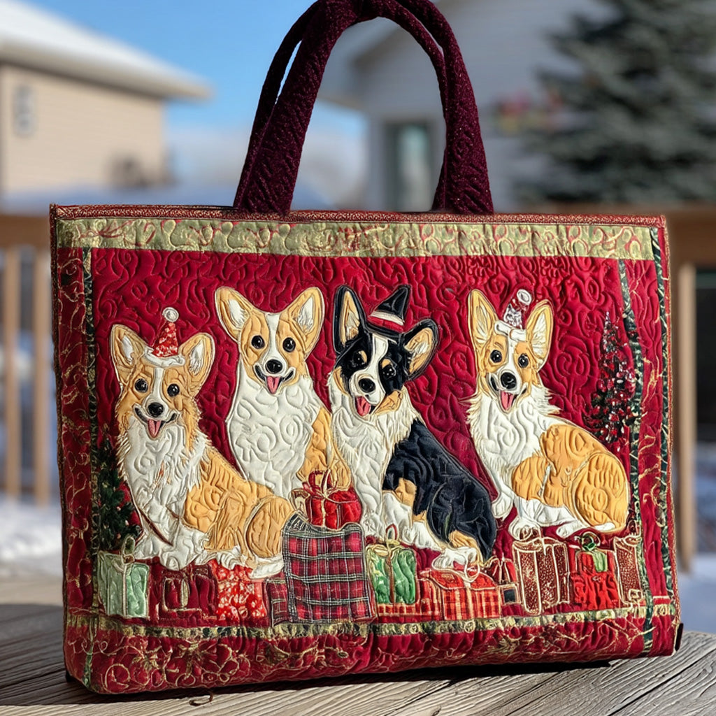 Merry Corgmas Quilted Tote Bag The Best Tote Gifts For Mum Christmas
