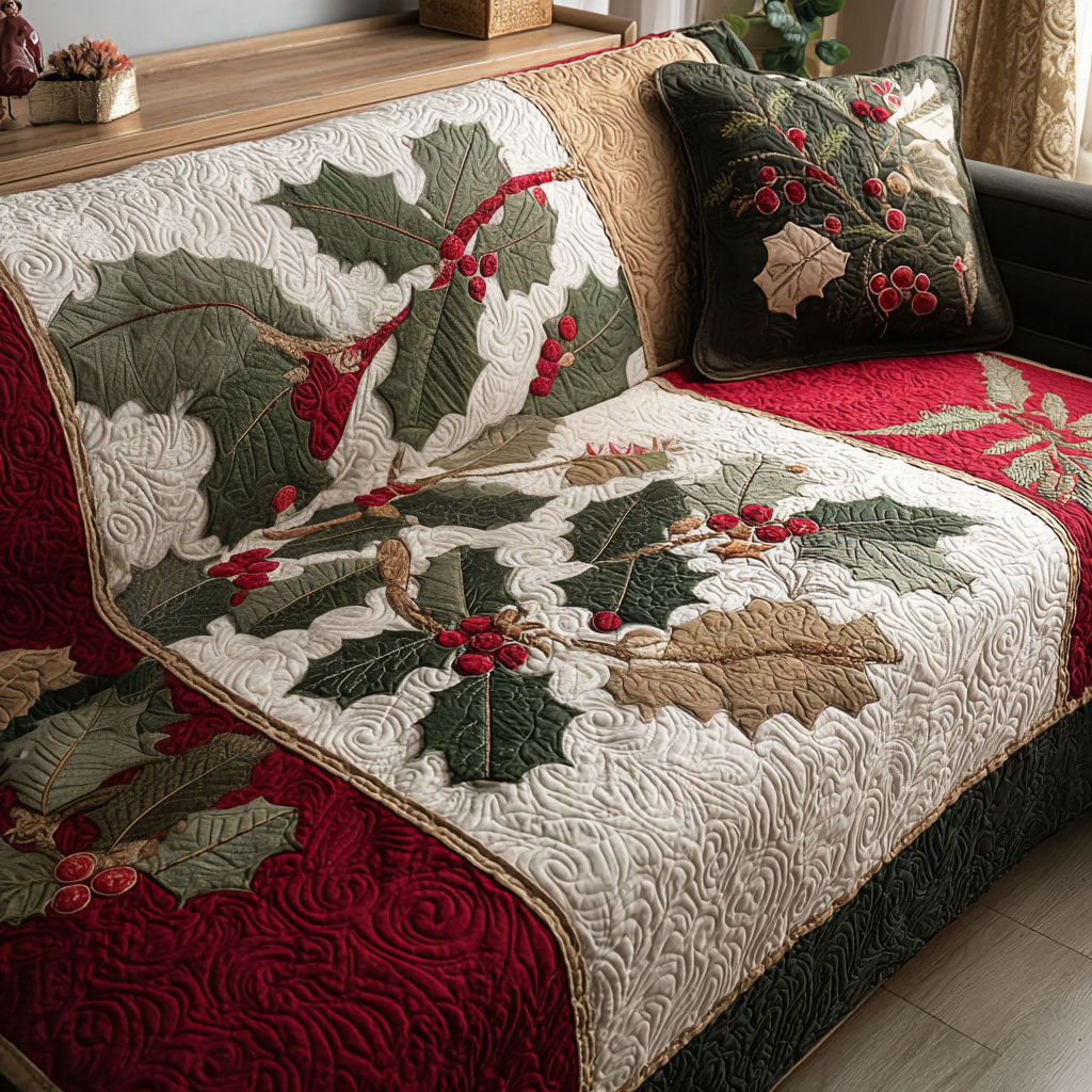 Merry Gathering Quilted Sofa Cover Large Couch Cover Good Xmas Gifts For Her