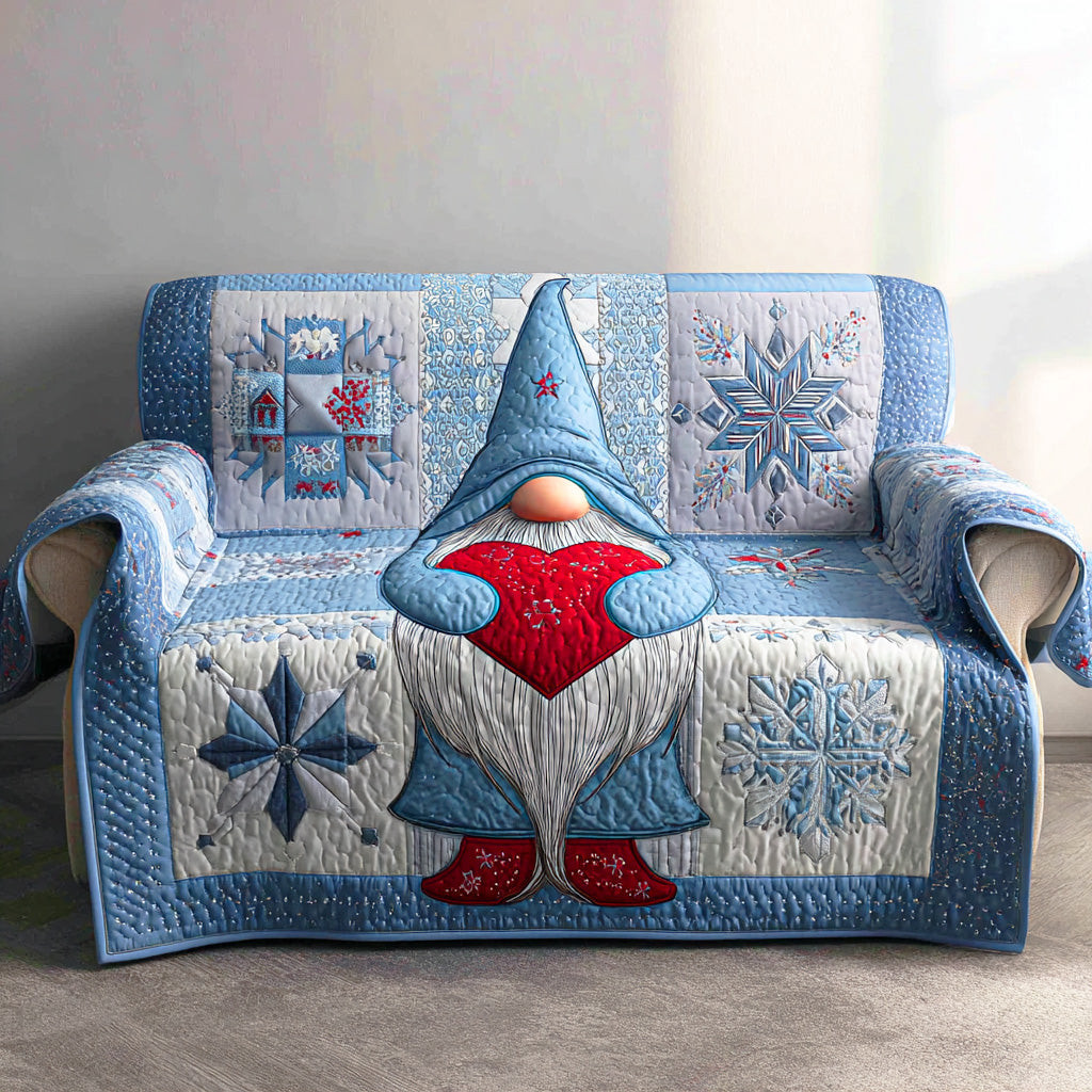 Merry Gnome Gathering Quilted Sofa Cover Furniture Covers Family Christmas Present Ideas