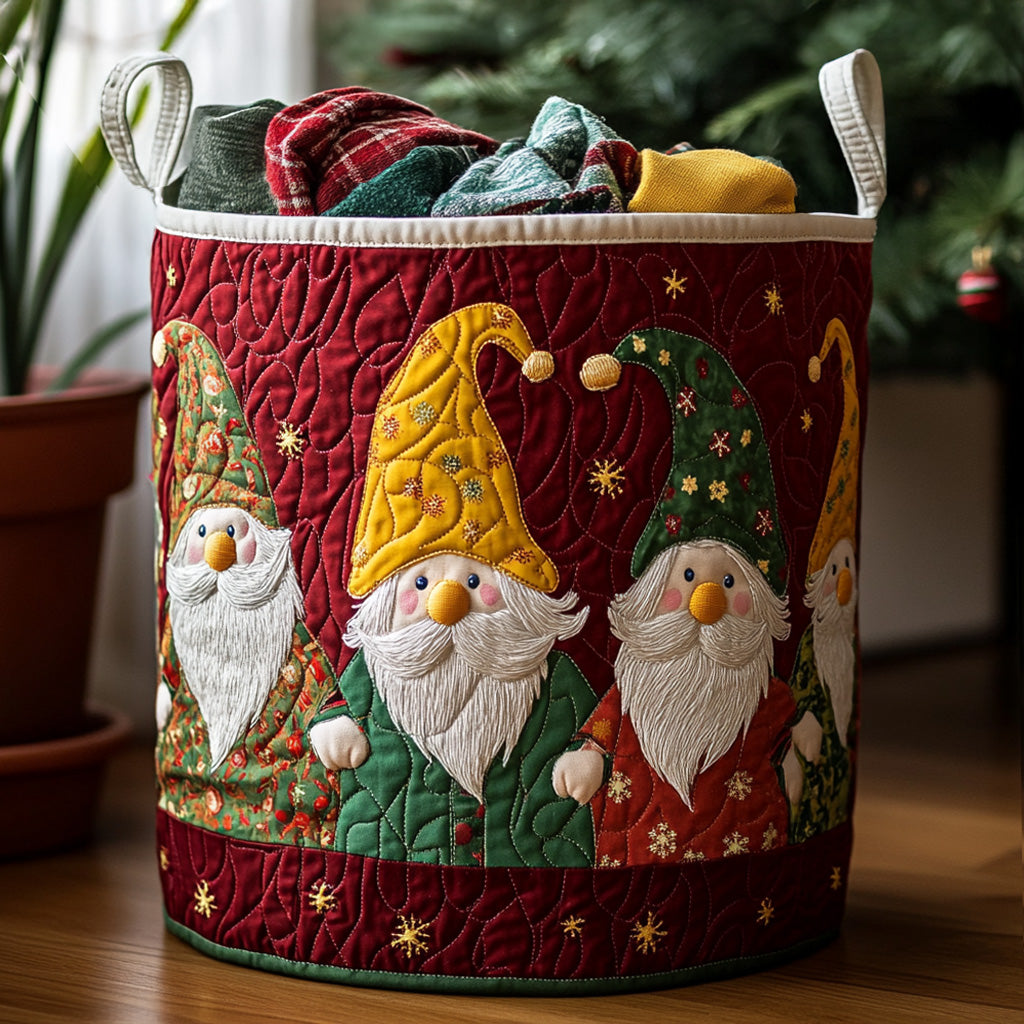 Merry Gnome Quilted Laundry Basket Best Laundry Hamper Christmas Presents For Grandmother