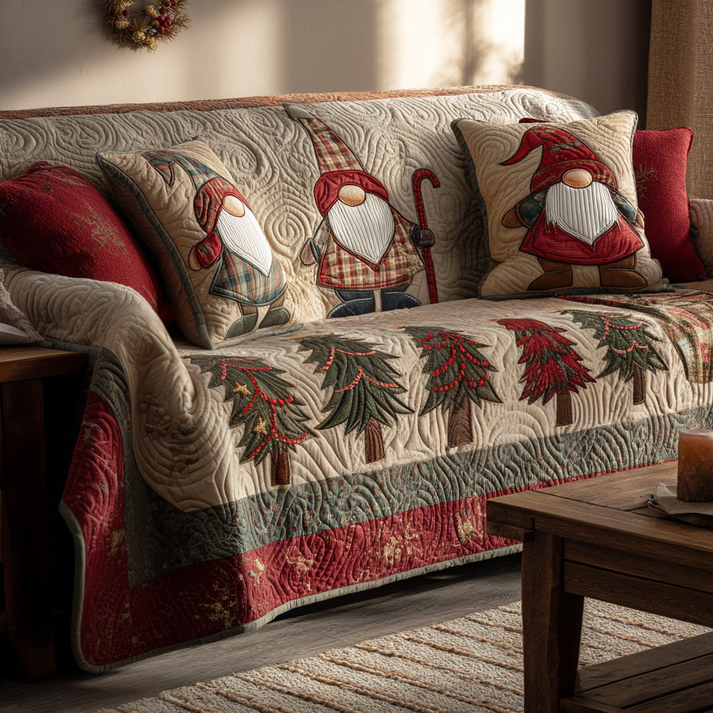 Merry Gnome Quilted Sofa Cover Couch Seat Covers Gnome Christmas Gift Ideas