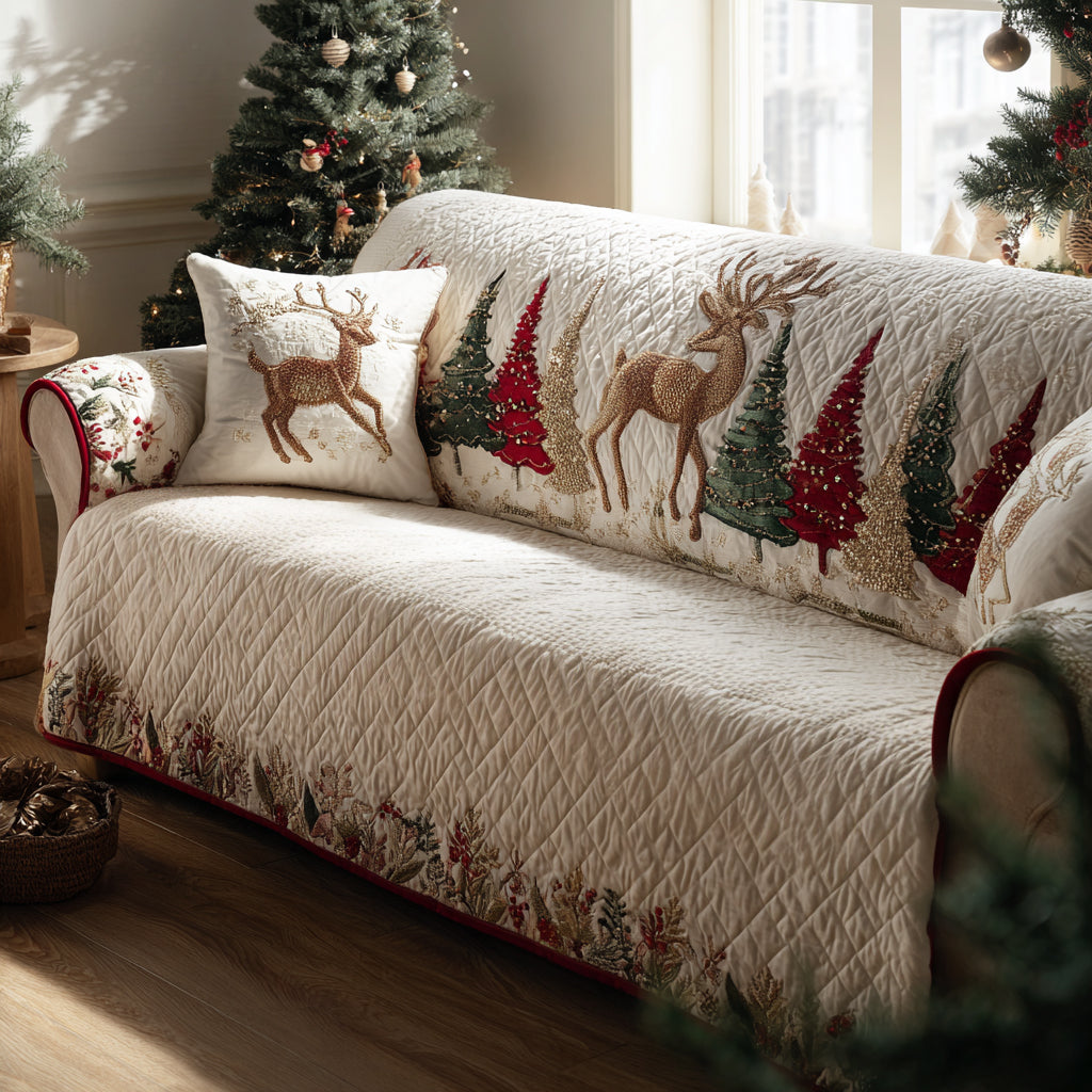 Merry Hearth Quilted Sofa Cover Christmas Home Decor Family To Family Christmas Gift Ideas