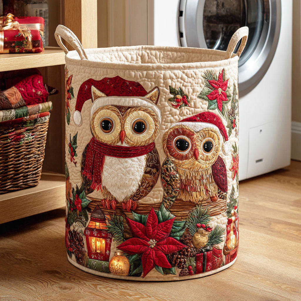 Merry Owl Quilted Laundry Basket Biggest Laundry Basket Cool Gifts For Christmas Holiday