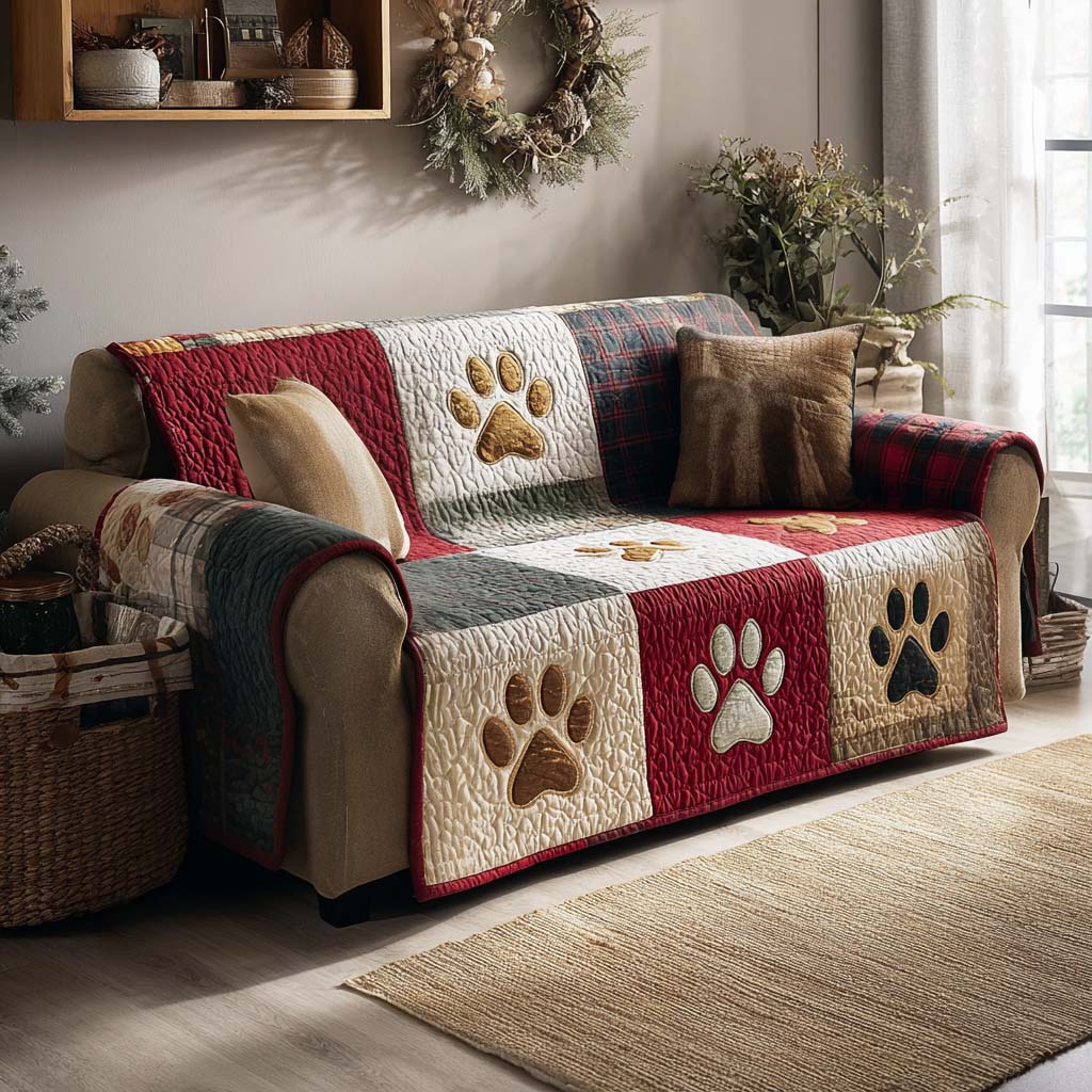 Merry Pawmas Quilted Sofa Cover Couch And Sofa Covers Best Presents For Dog Lovers