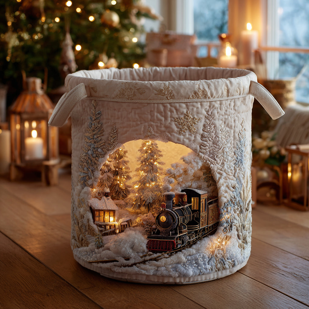 Merry Rail Adventure Quilted Laundry Basket Laundry Room Ideas Xmas Gifts For Grandma