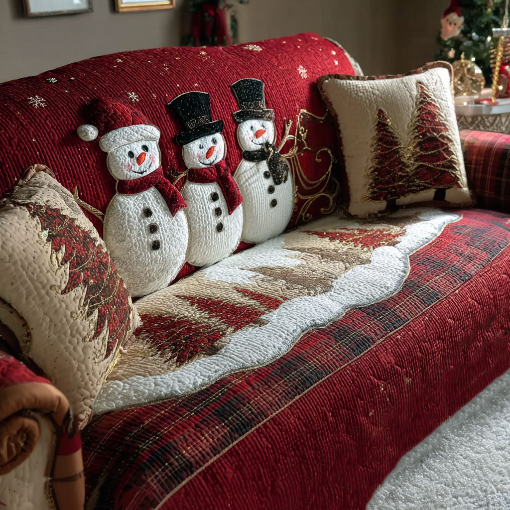Merry Snowmen Quilted Sofa Cover Sofa Throw Covers Christmas Presents For Mum