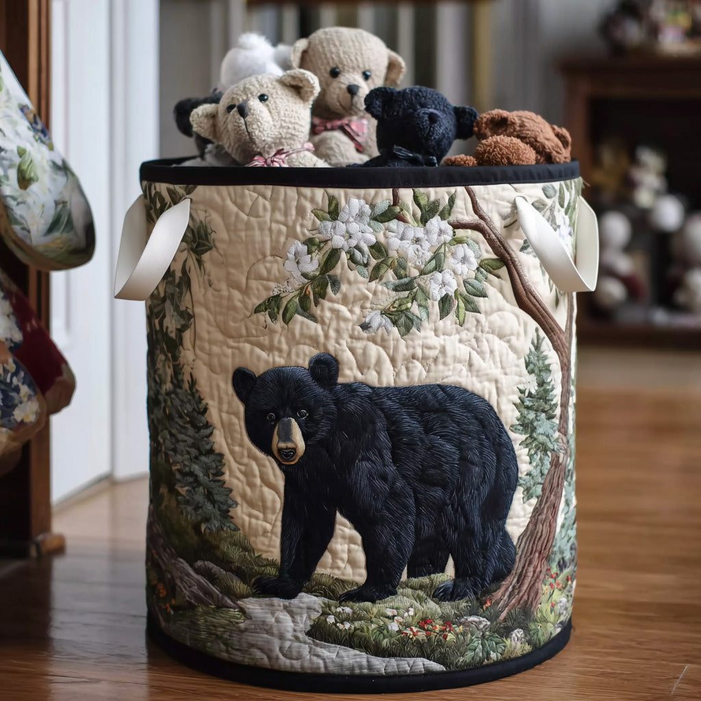 Midnight Bear Quilted Laundry Basket Best Clothes Hamper Fathers Day Presents