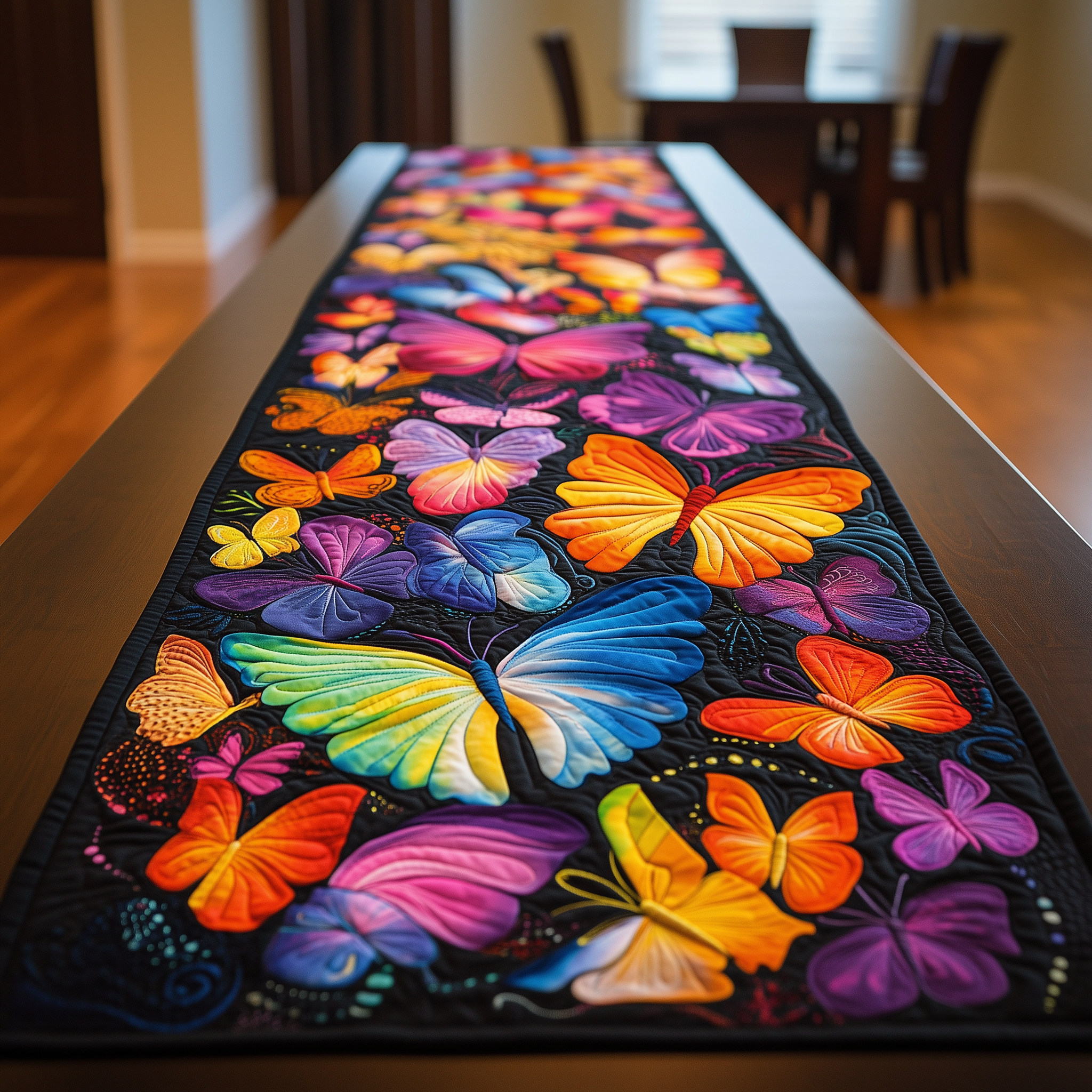 Midnight Butterflies Quilted Table Runner Runner Table Mat Butterfly Mothers Day Gifts