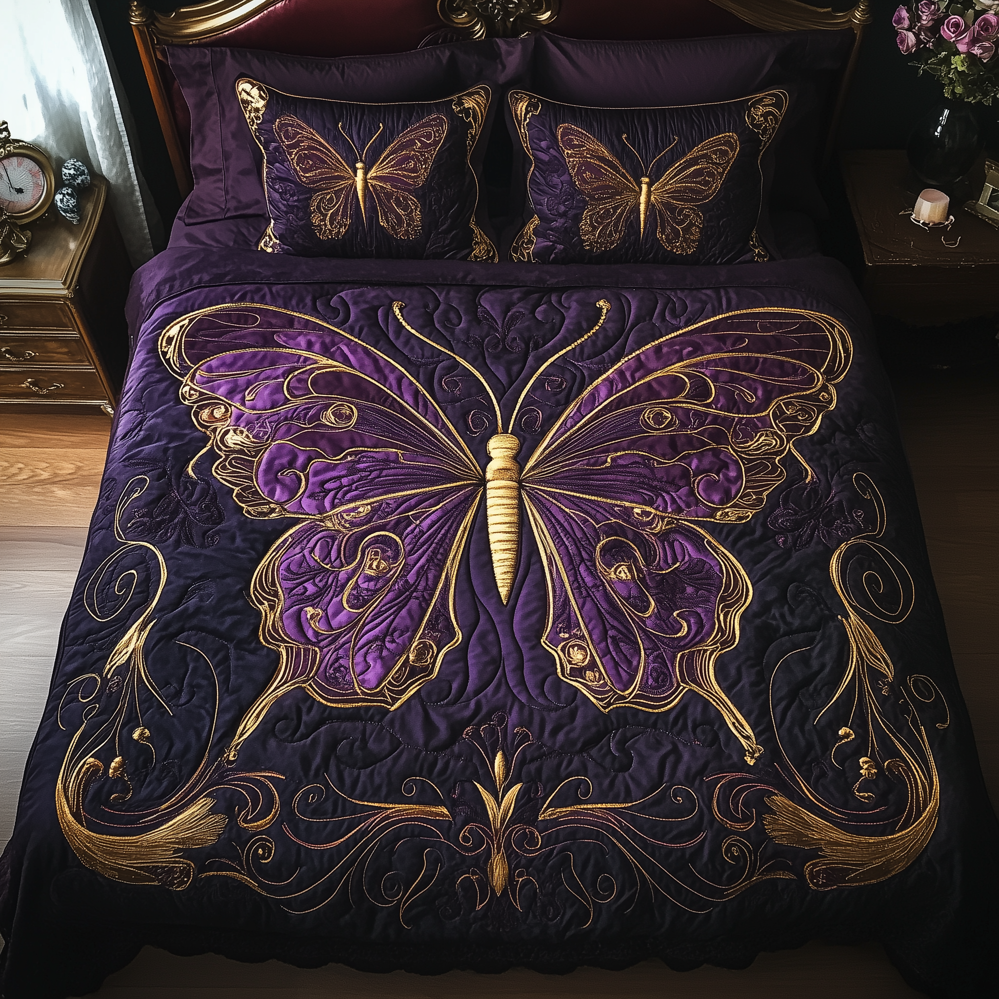 Midnight Butterfly Quilted Bedding Set Unusual Bed Sheets Butterfly Presents