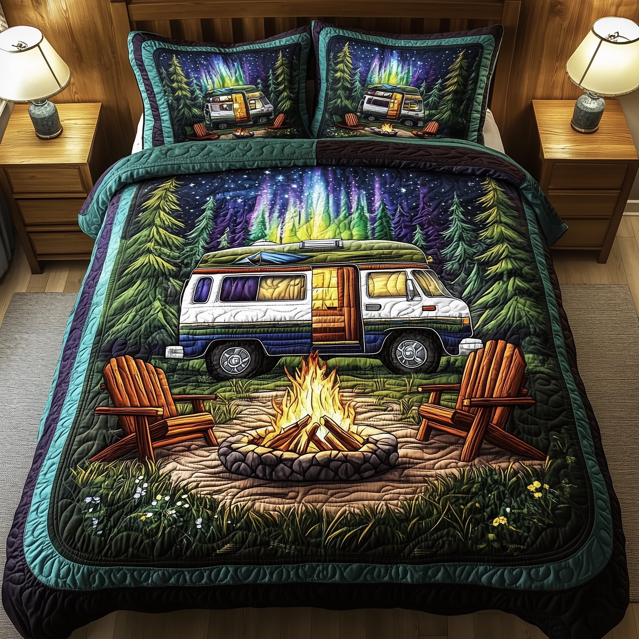 Midnight Camping Quilted Bedding Set Best Bedsheets Best Father's Day Special Gifts