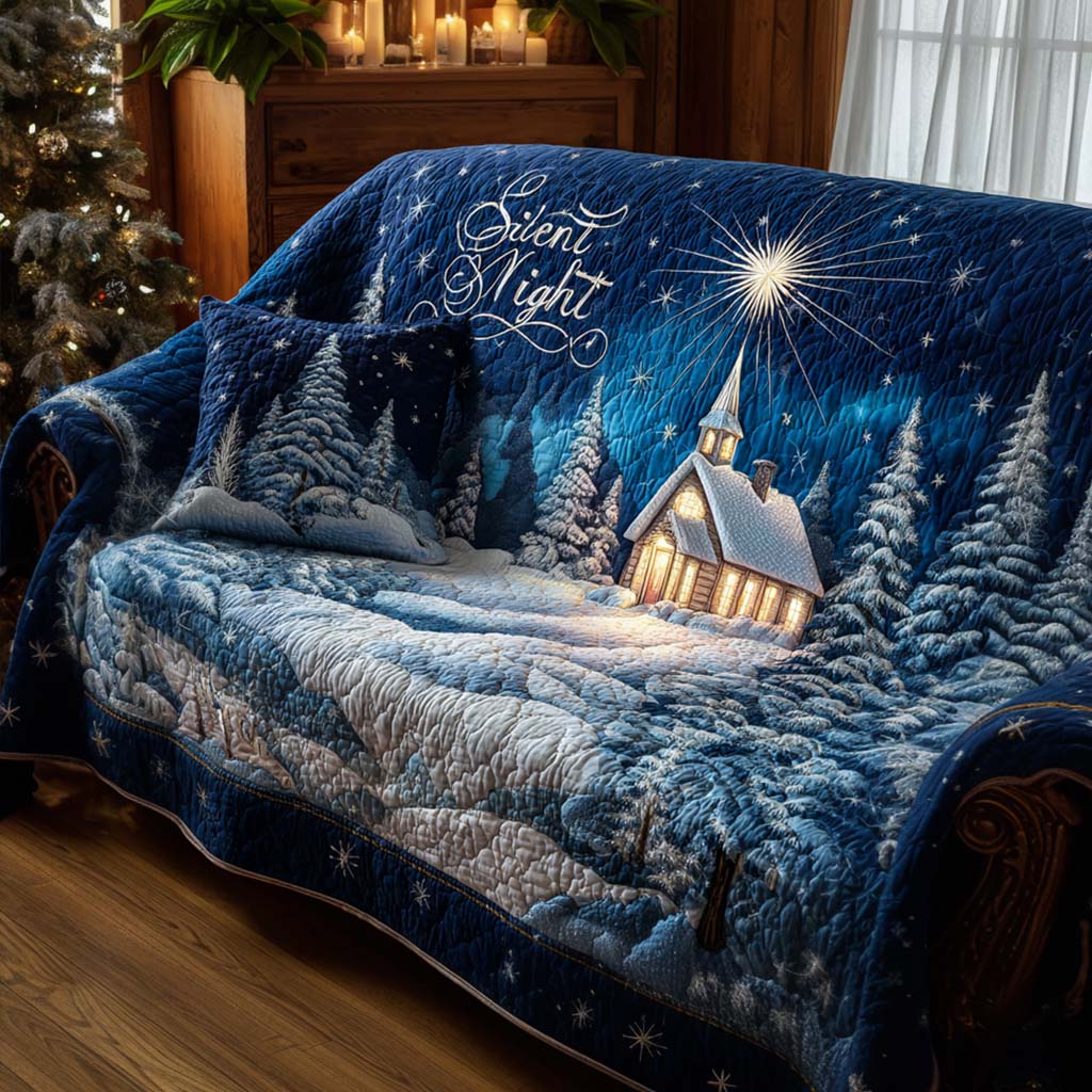 Midnight Chapel Light Quilted Sofa Cover Couch Protector Christmas Gifts For Sister In Law