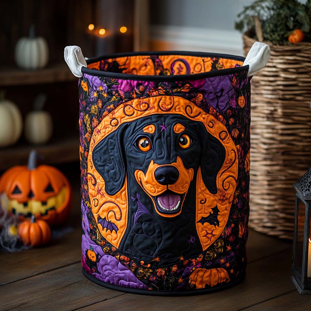 Midnight Doberman Quilted Laundry Basket Laundry Hamper Gift For Dog Lover Woman