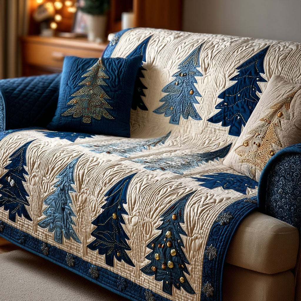 Midnight Evergreen Quilted Sofa Cover Christmas Living Room Decor Ideas Christmas Gifts