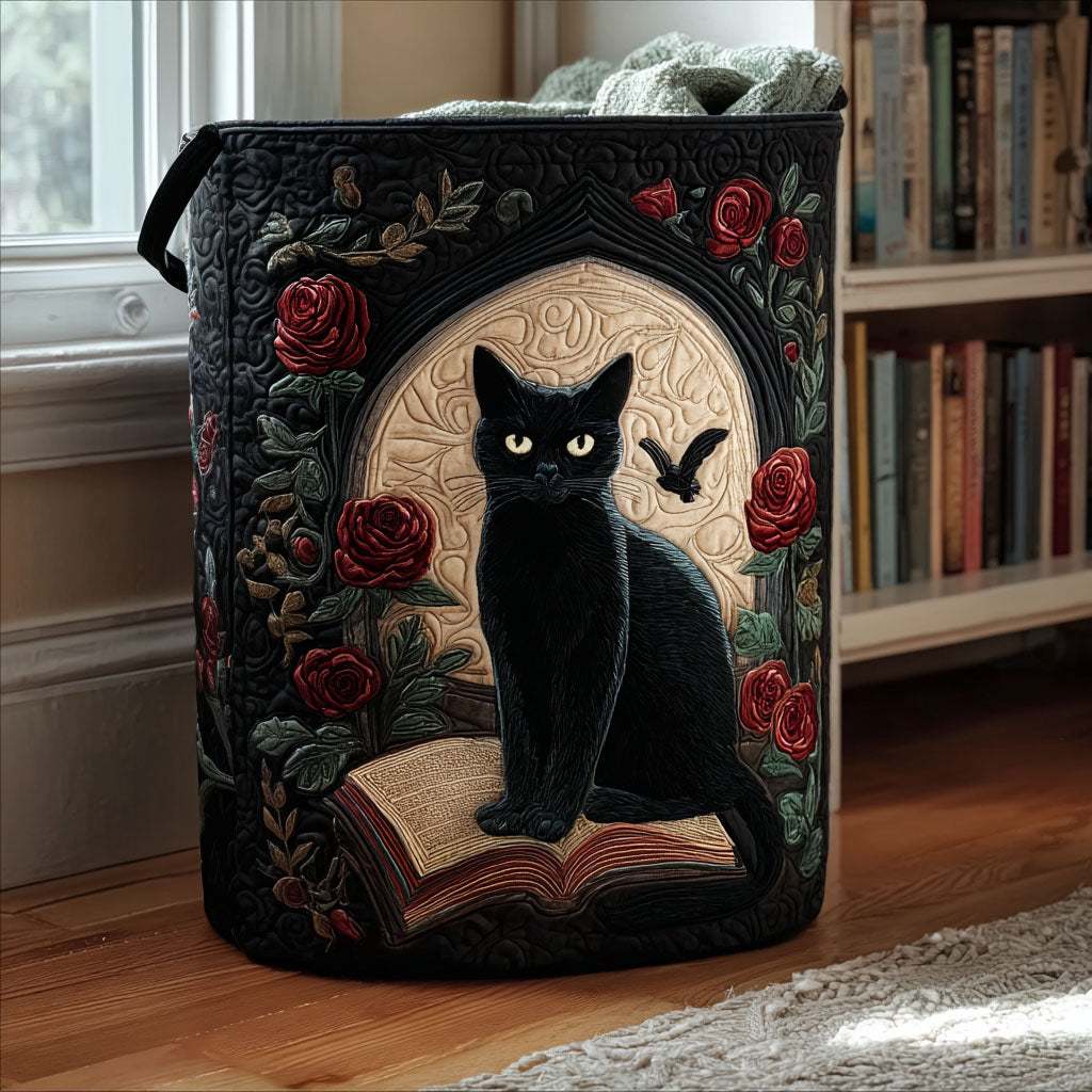Midnight Familiar Quilted Laundry Basket Nice Laundry Hamper Presents For Cat People