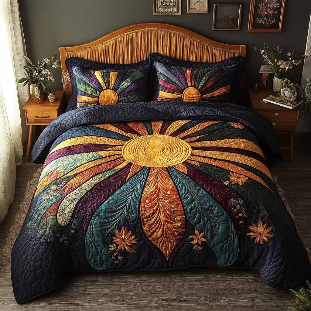 Midnight Glow Quilted Bedding Set Bedroom Decor Best Mother's Day Gifts For Grandma