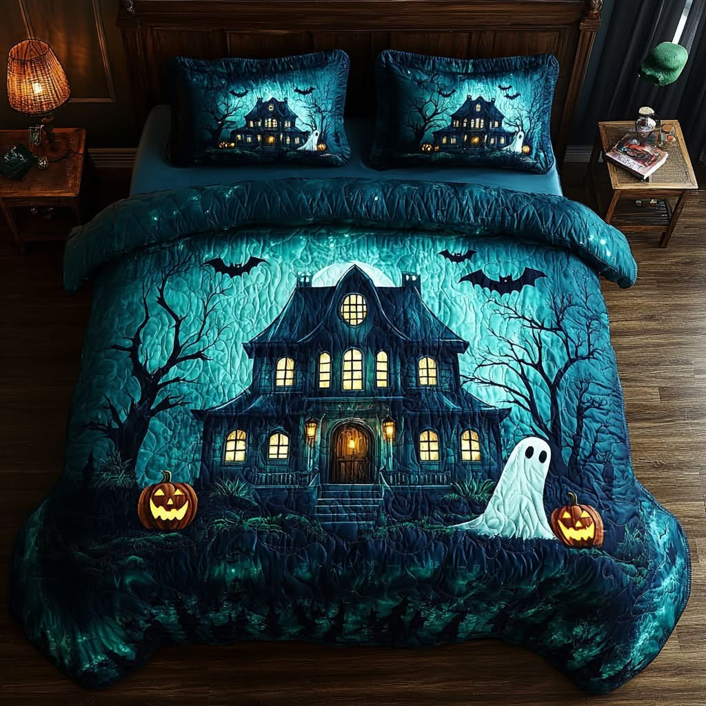 Midnight Manor Haunting Mansion Halloween Quilt Bedding Set Duvet Cover Themed Gifts