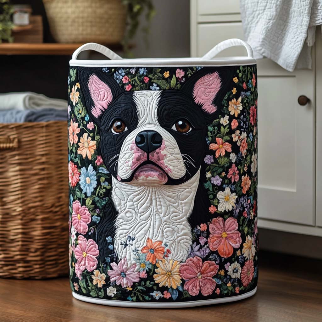 Midnight Petal Paws Quilted Laundry Basket Best Hampers Best Gifts For Pet Dog Lovers