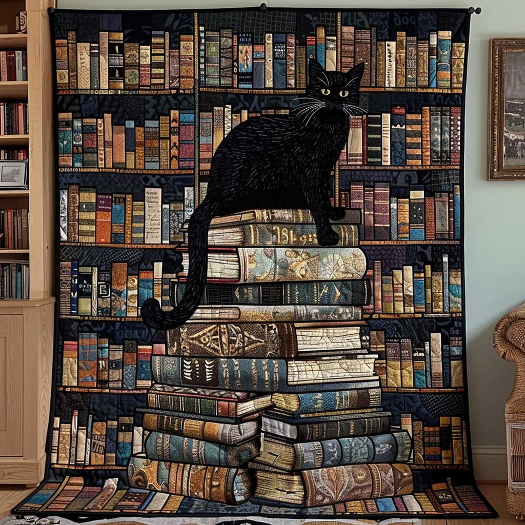Midnight Reader Quilted Blanket Comforter And Sheet Sets Good Cat Gifts
