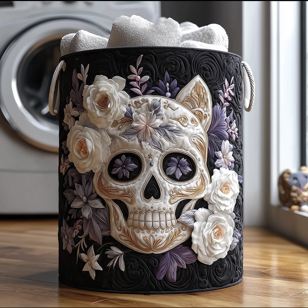 Midnight Skull Quilted Laundry Basket Laundry Room Decor Ideas Day Of The Dead Presents