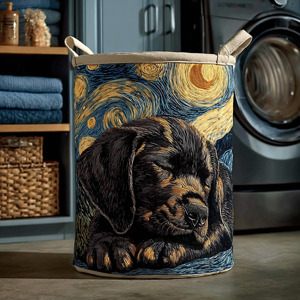 Midnight Sky Black Lab Quilted Laundry Basket Foldable Clothes Hamper Labrador Themed Gifts