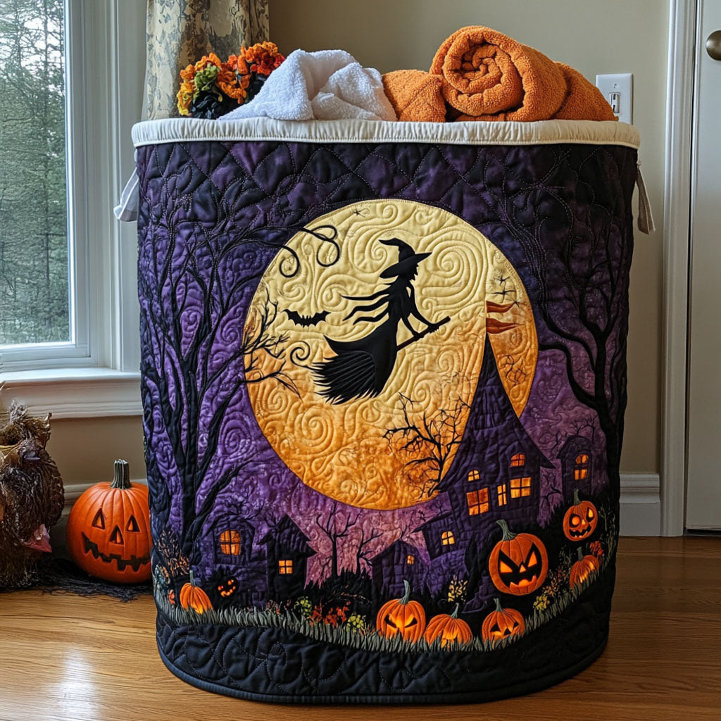 Midnight Spell Quilted Laundry Basket Best Clothes Basket Halloween Gift Ideas