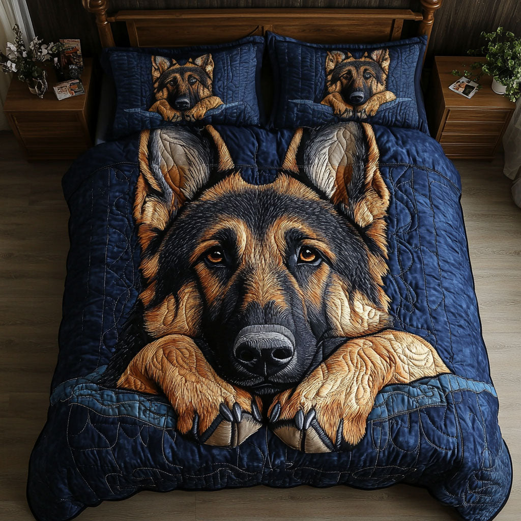 Midnight Stare Quilted Bedding Set Cool Bedroom Decor Good Gifts For Dog Lovers