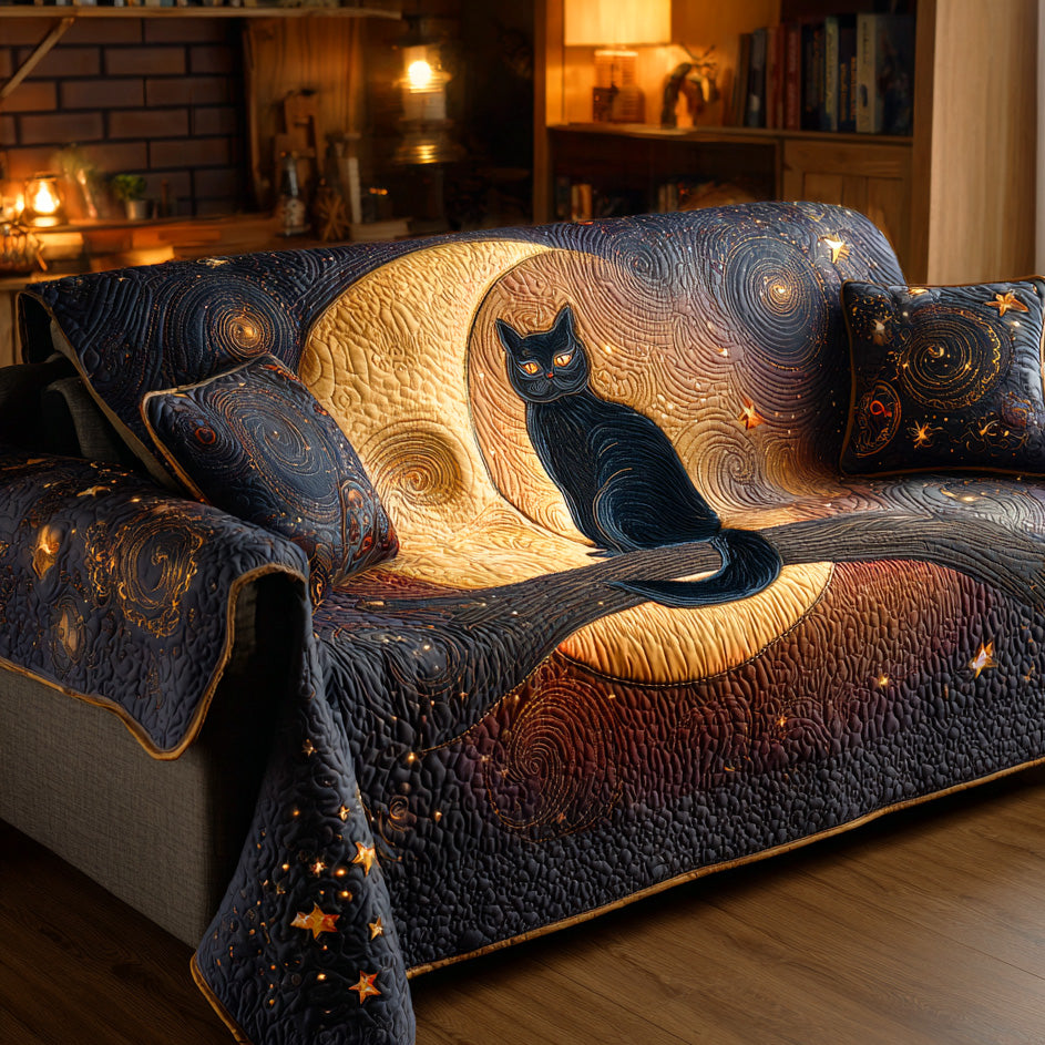 Midnight Whiskers Quilted Sofa Cover Sofa Seat Covers Cat Present Ideas Xmas