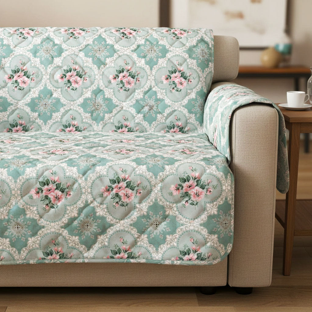 Mint Rose Quilted Sofa Cover Seat Covers For Couches Gifts For Expecting Mothers
