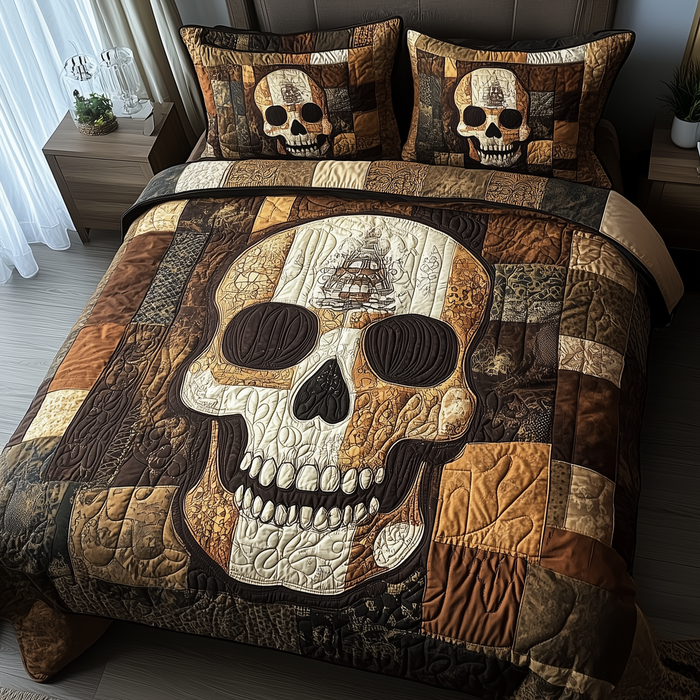 Mistique Skull Quilted Bedding Set Bed Room Art Gifts With Skulls On Them