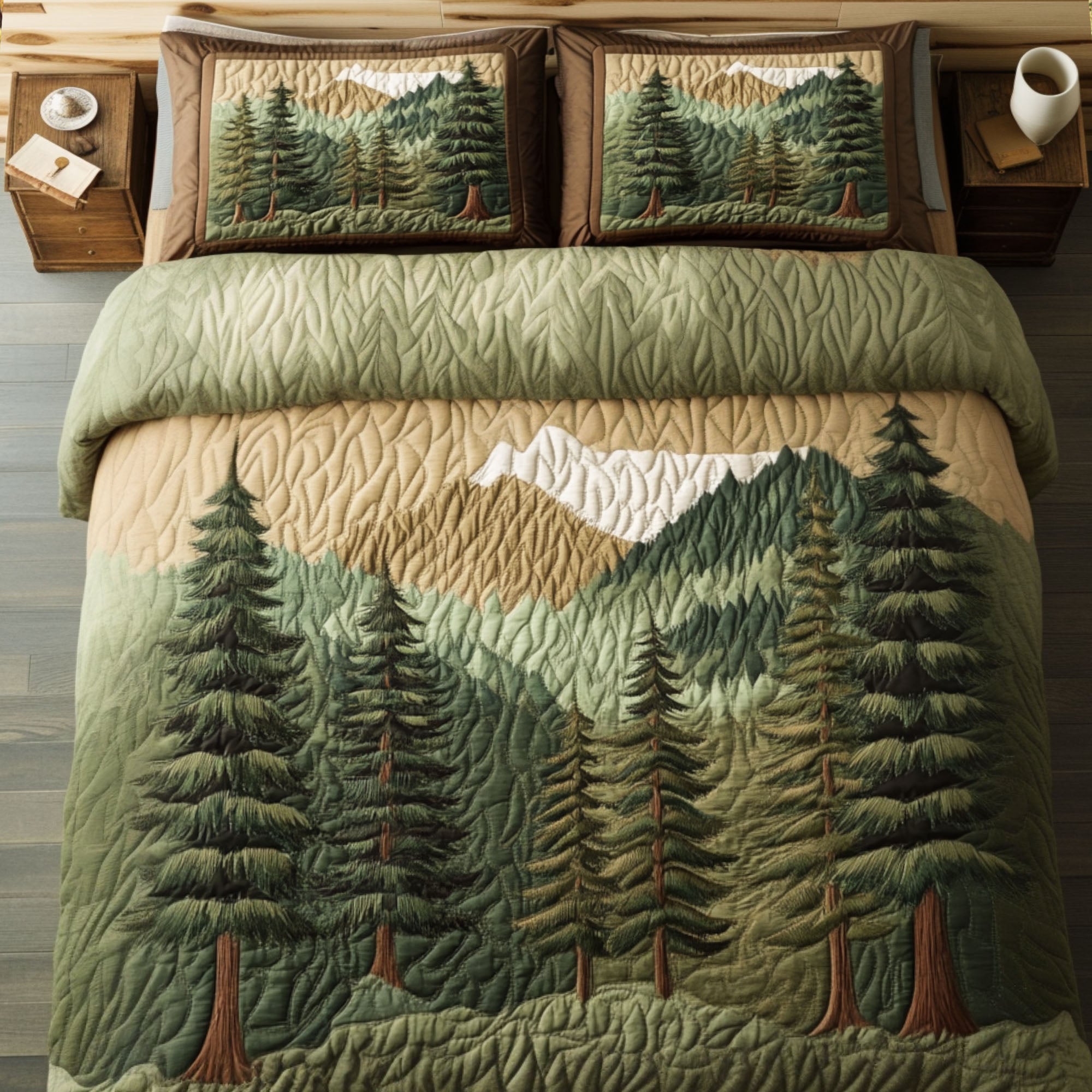 Misty Mountains Quilted Bedding Set Unique Bed Sheet Set 50Th Birthday Gifts For Men